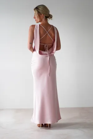 Alanna Soft Matte Satin Maxi Dress | Blush Pink
