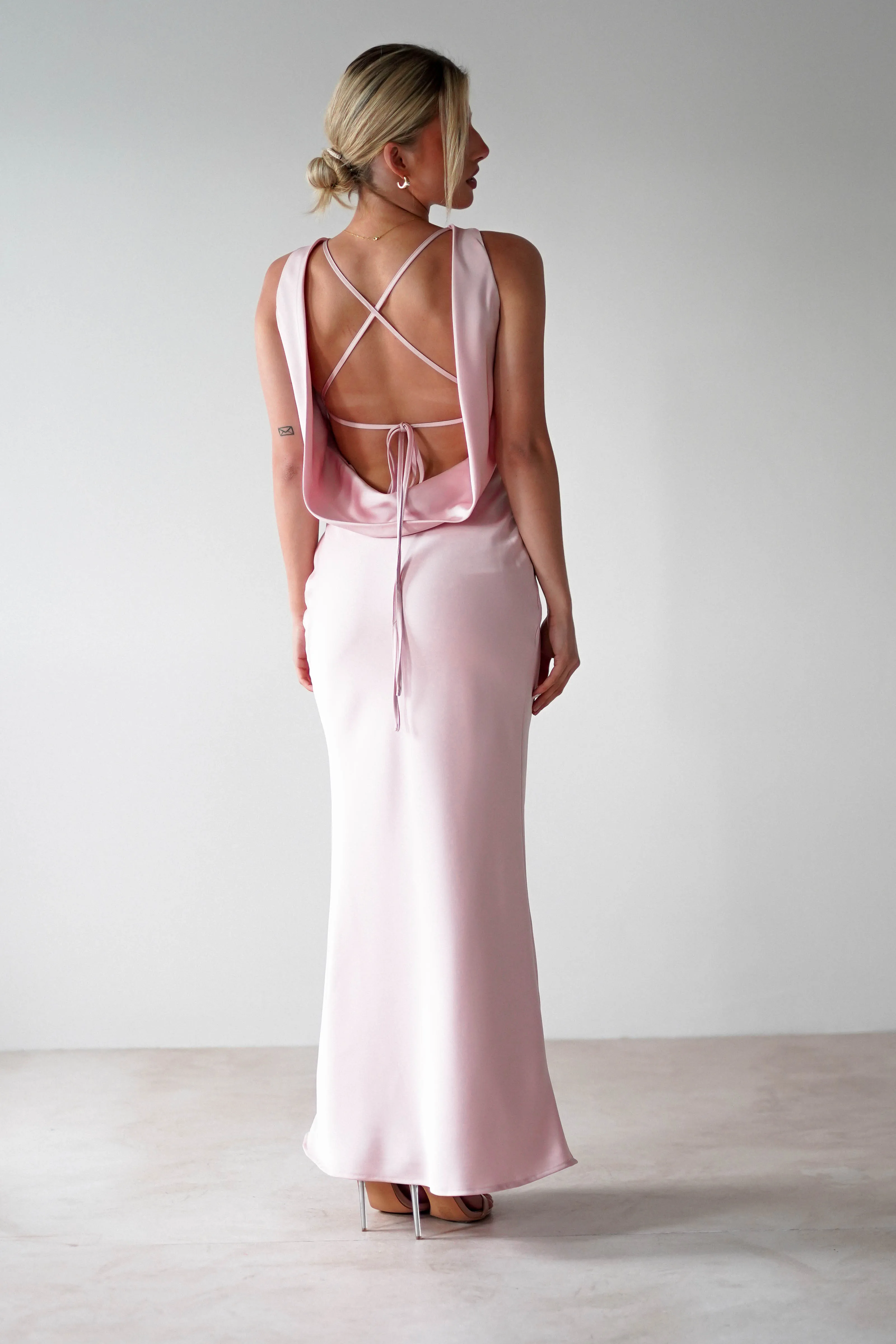 Alanna Soft Matte Satin Maxi Dress | Blush Pink