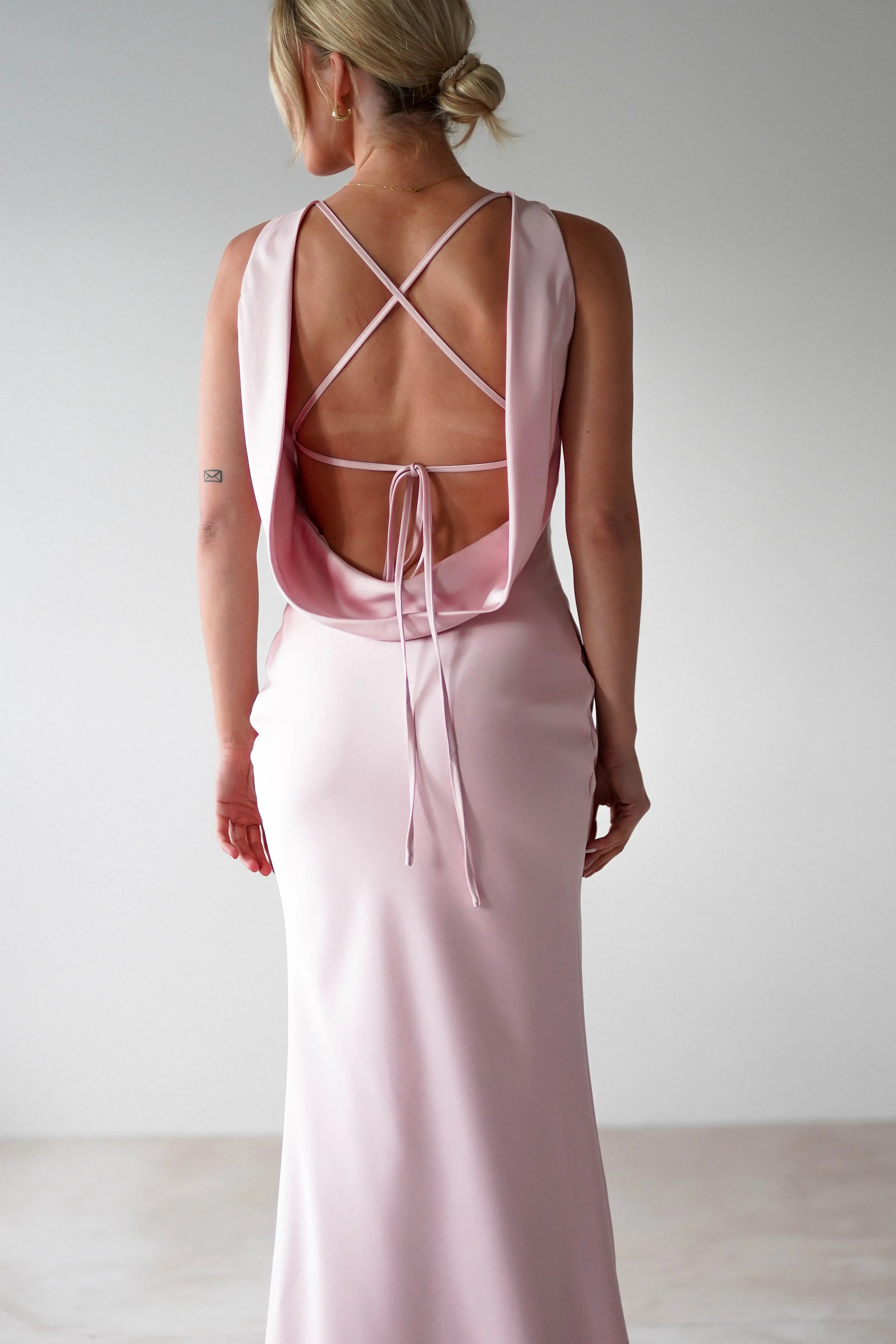 Alanna Soft Matte Satin Maxi Dress | Blush Pink