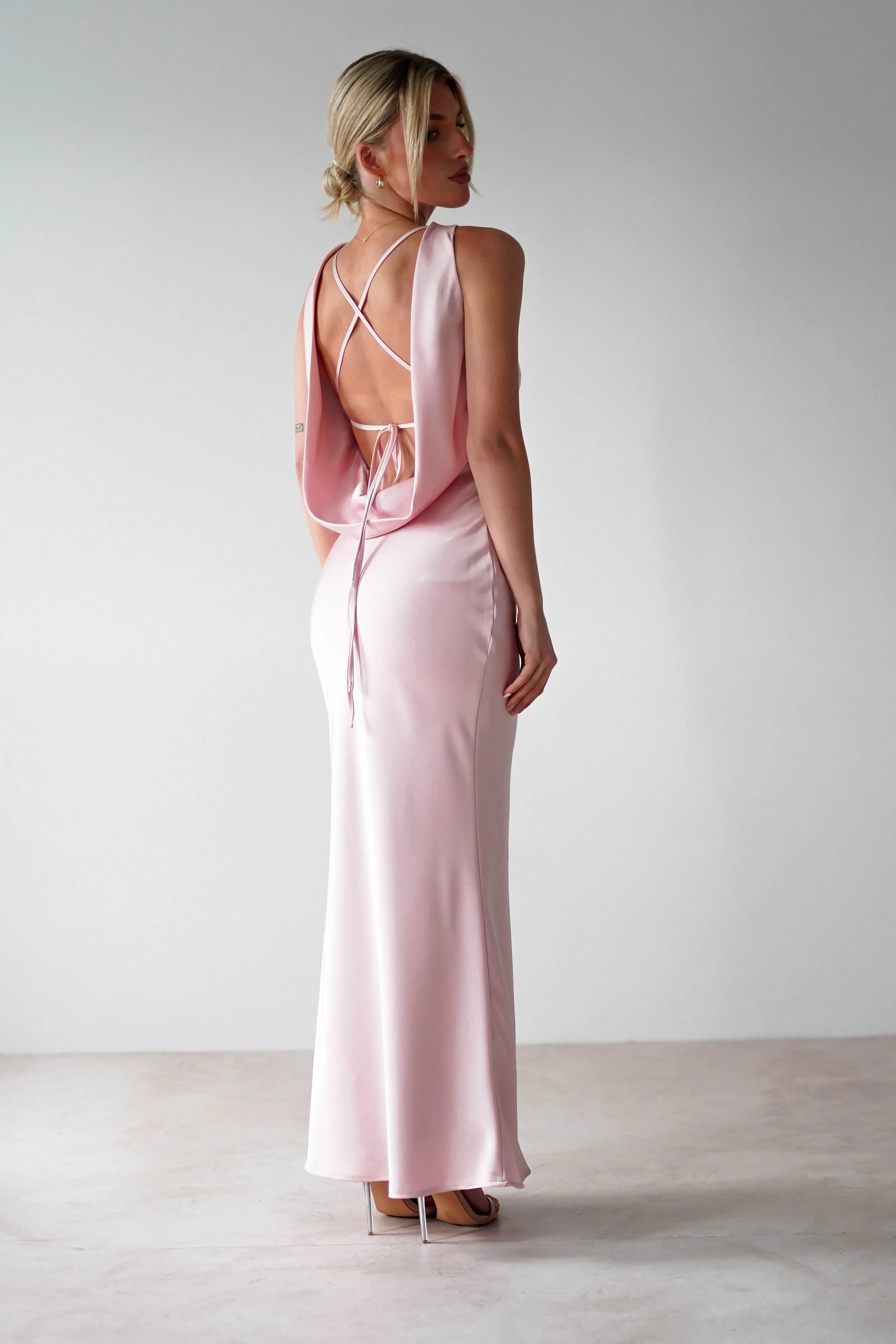 Alanna Soft Matte Satin Maxi Dress | Blush Pink