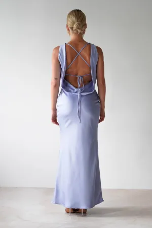 Alanna Soft Matte Satin Maxi Dress | Periwinkle Blue