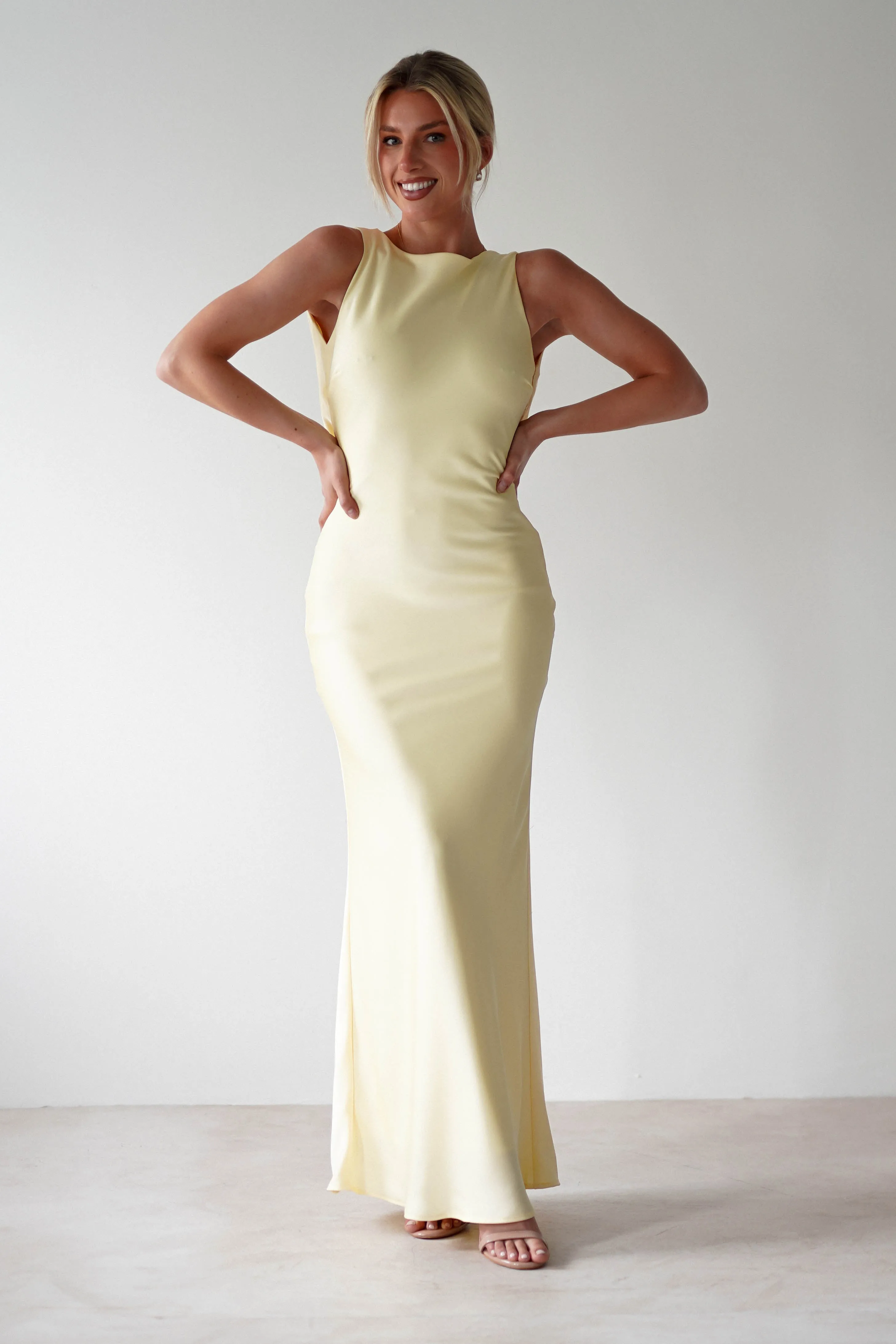 Alanna Soft Matte Satin Maxi Dress | Yellow