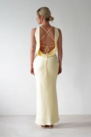 Alanna Soft Matte Satin Maxi Dress | Yellow