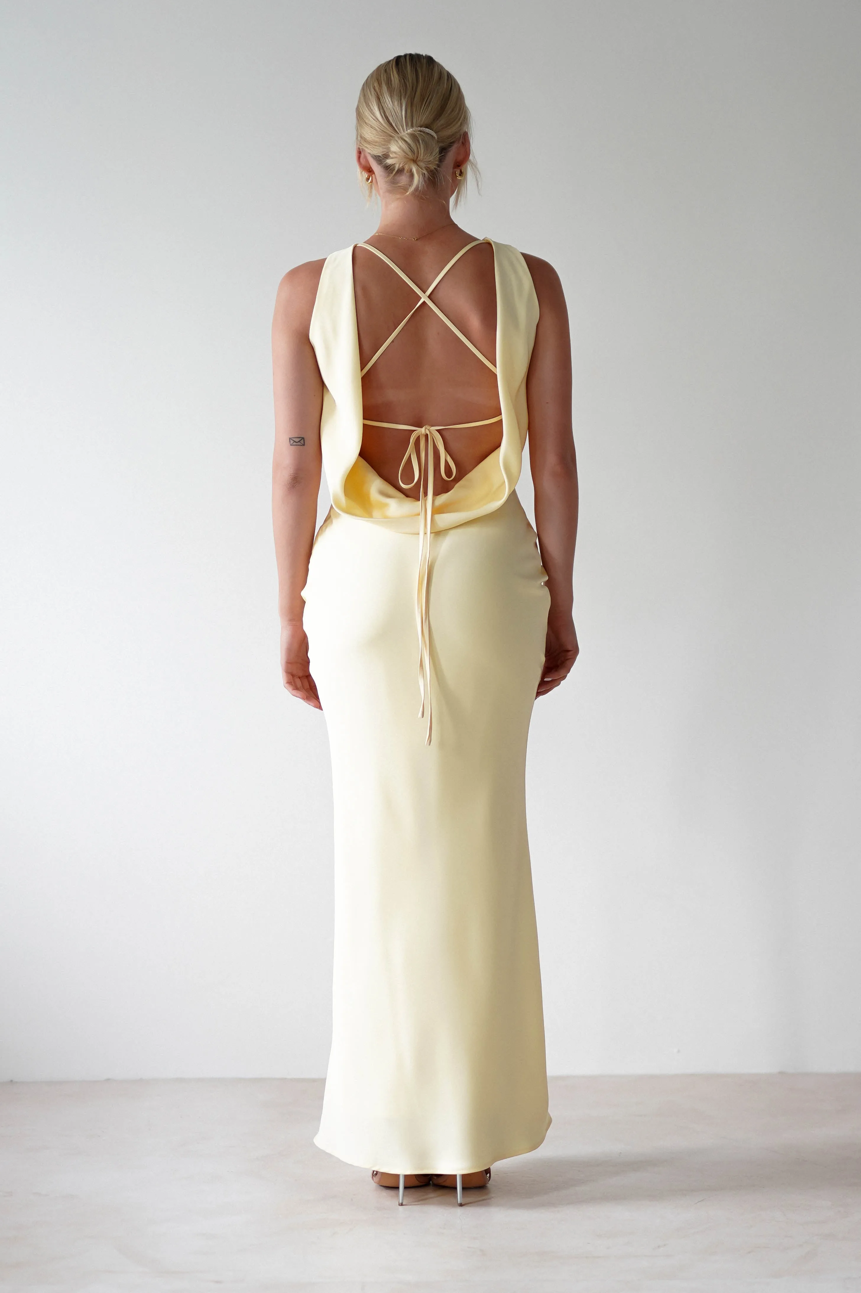 Alanna Soft Matte Satin Maxi Dress | Yellow