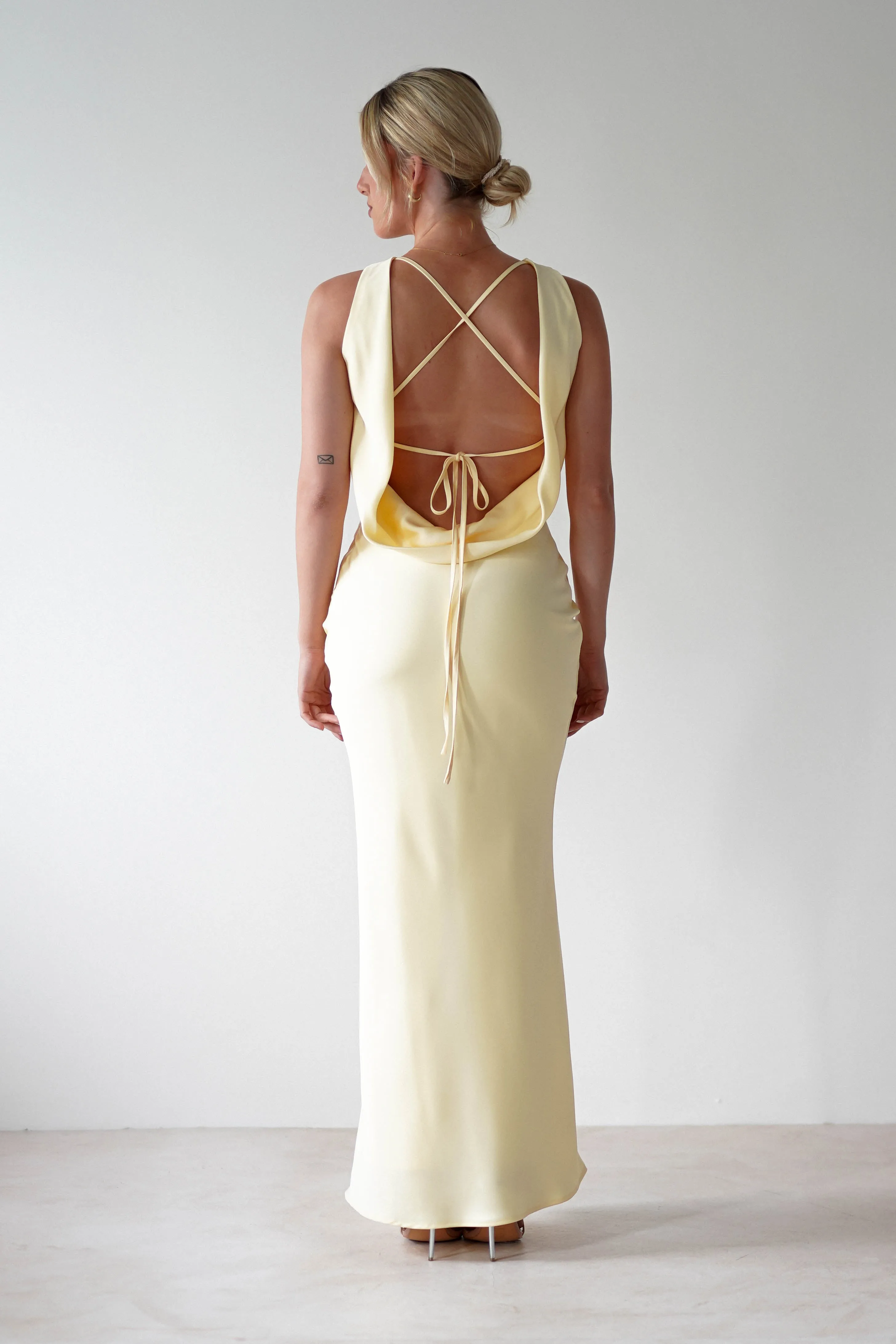 Alanna Soft Matte Satin Maxi Dress | Yellow
