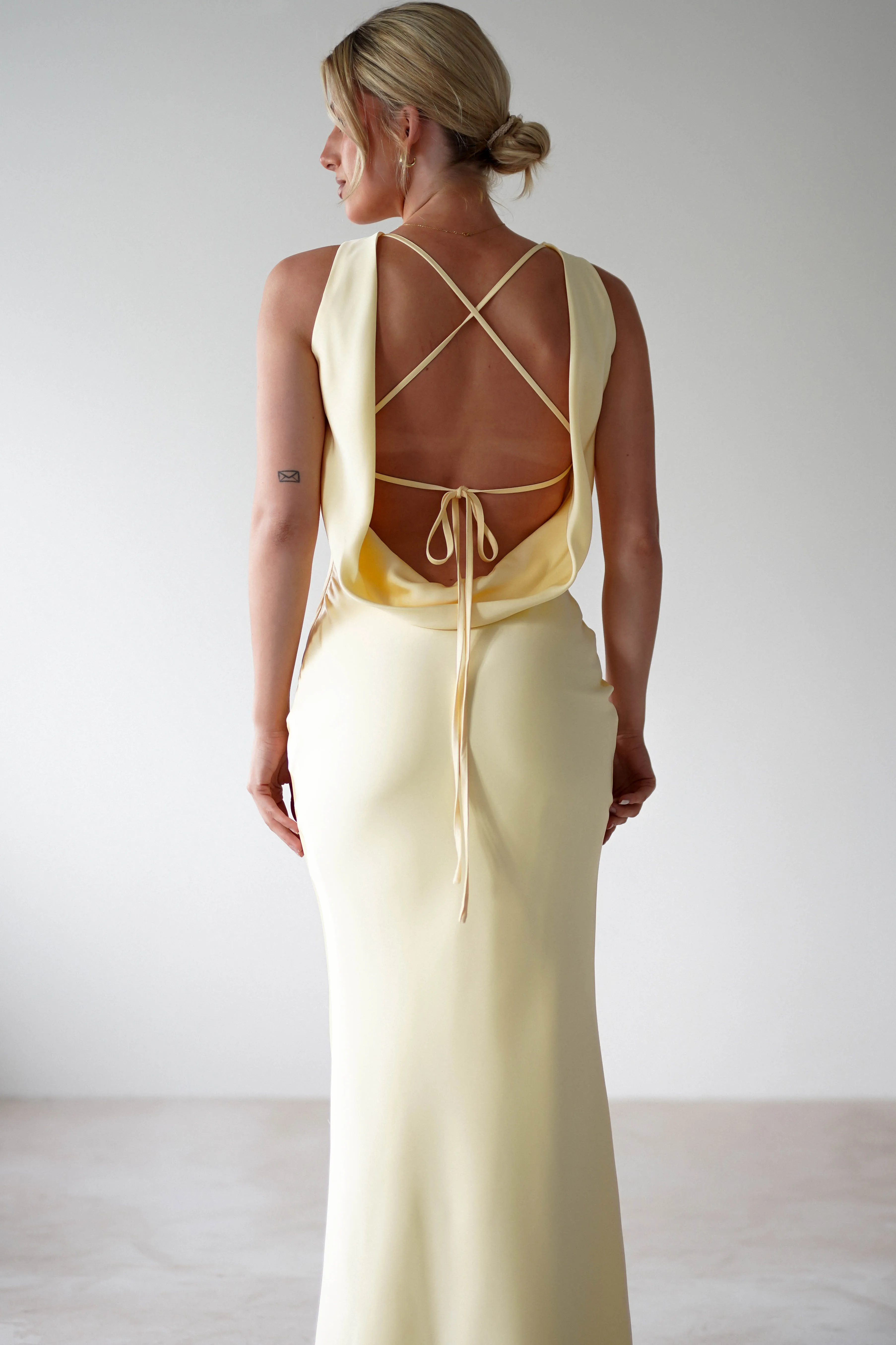 Alanna Soft Matte Satin Maxi Dress | Yellow