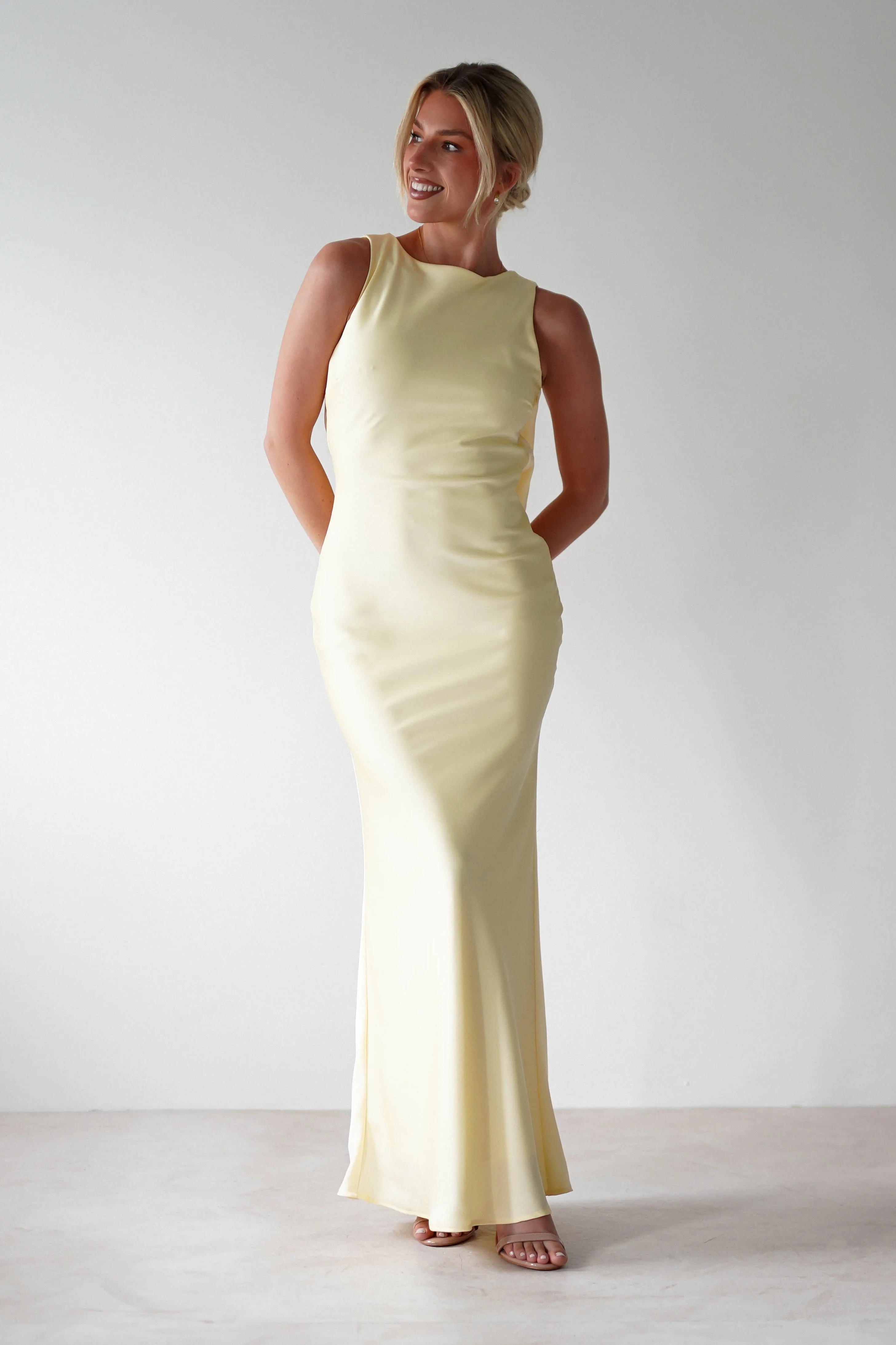 Alanna Soft Matte Satin Maxi Dress | Yellow