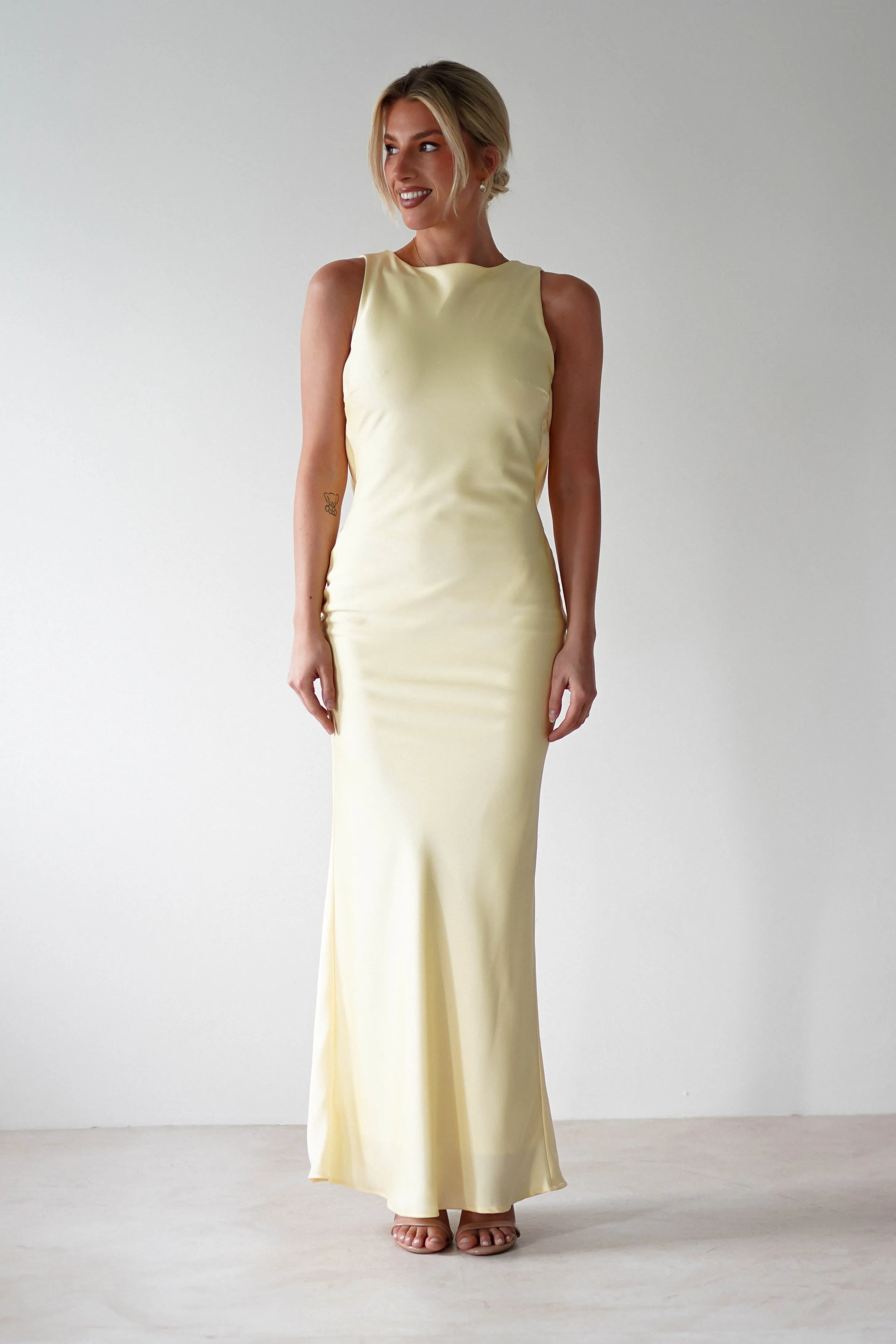 Alanna Soft Matte Satin Maxi Dress | Yellow