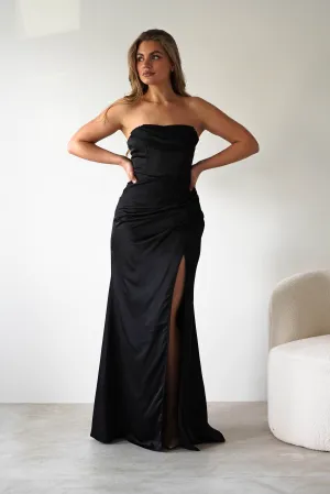 Alyce Soft Satin Strapless Gown | Black