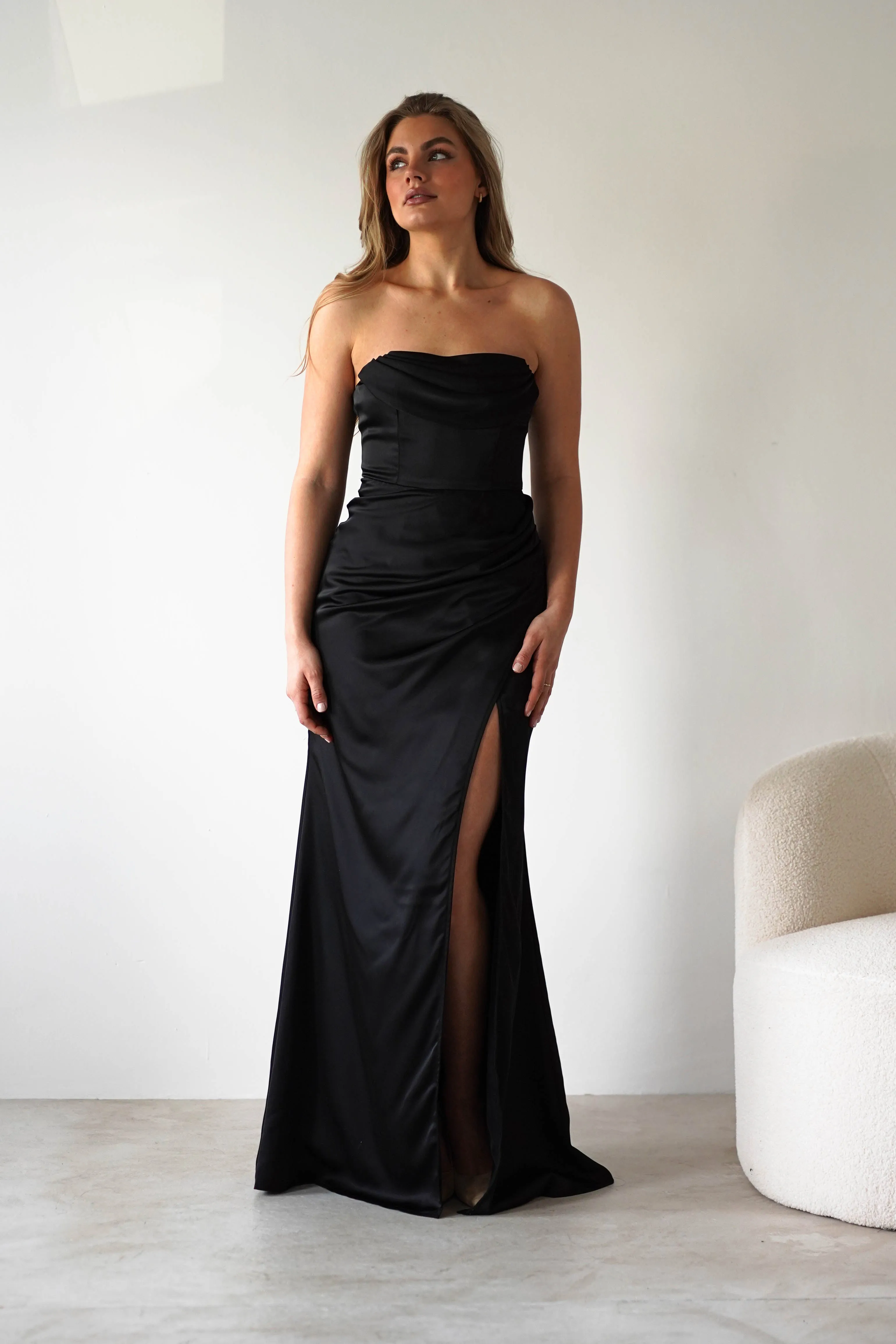 Alyce Soft Satin Strapless Gown  dress,evening dress,graduation dress,party dress,birthday dress,beautiful dress,dress,summer dress,beautiful dressBlack