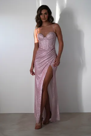 Anastasia Glitter Sweetheart Gown | Blush