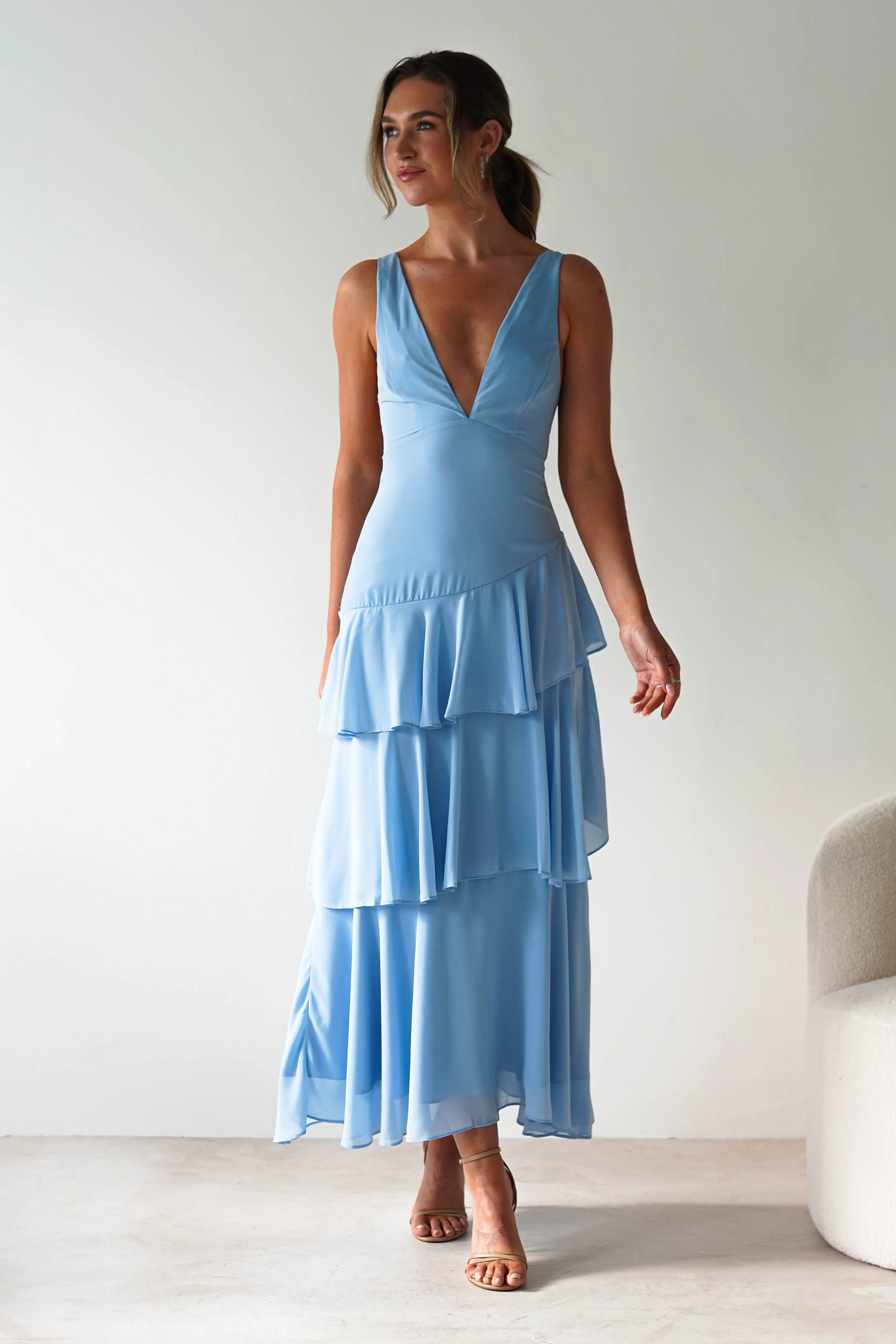 Andalusia Ruffle Maxi Dress | Blue