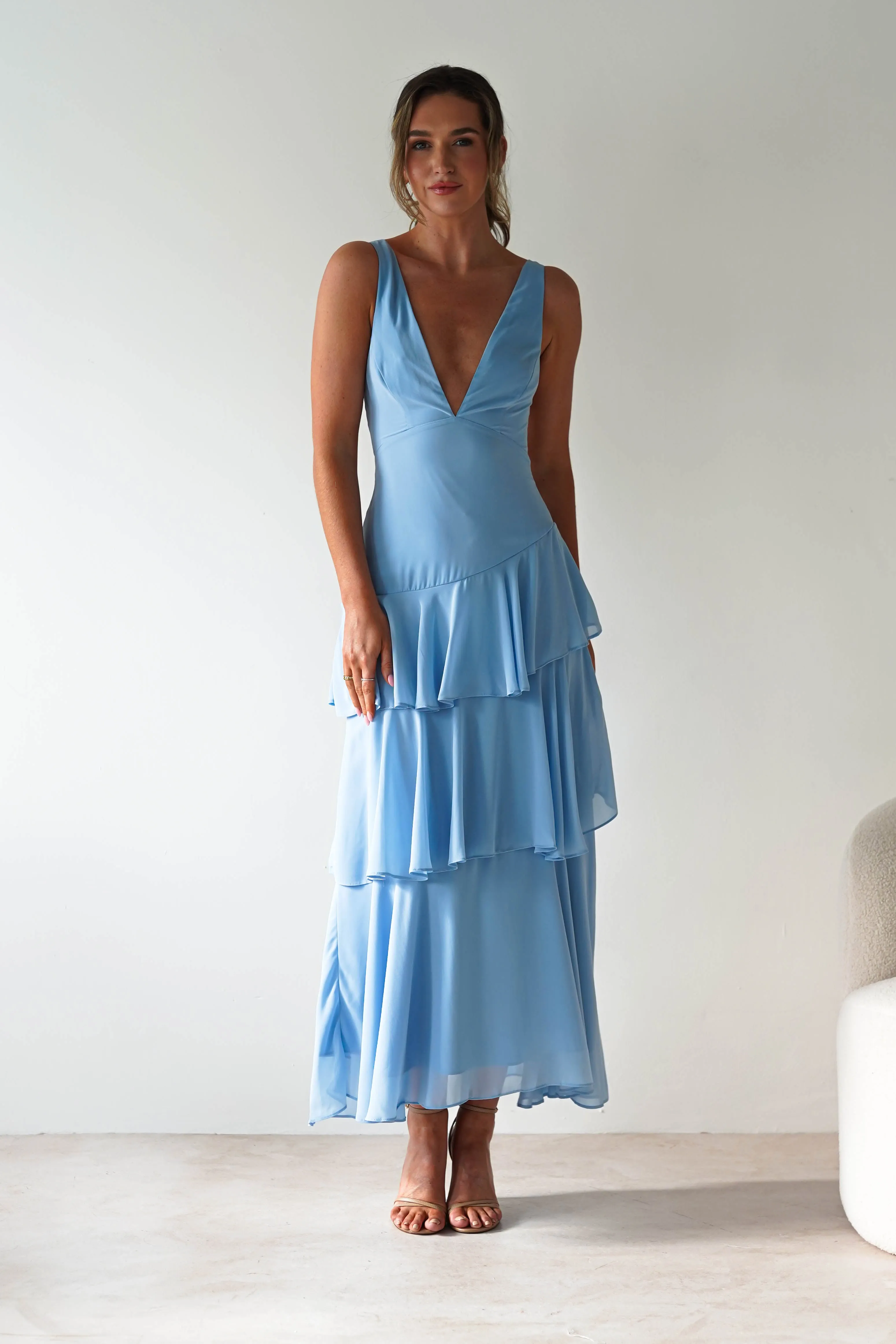 Andalusia Ruffle Maxi Dress | Blue