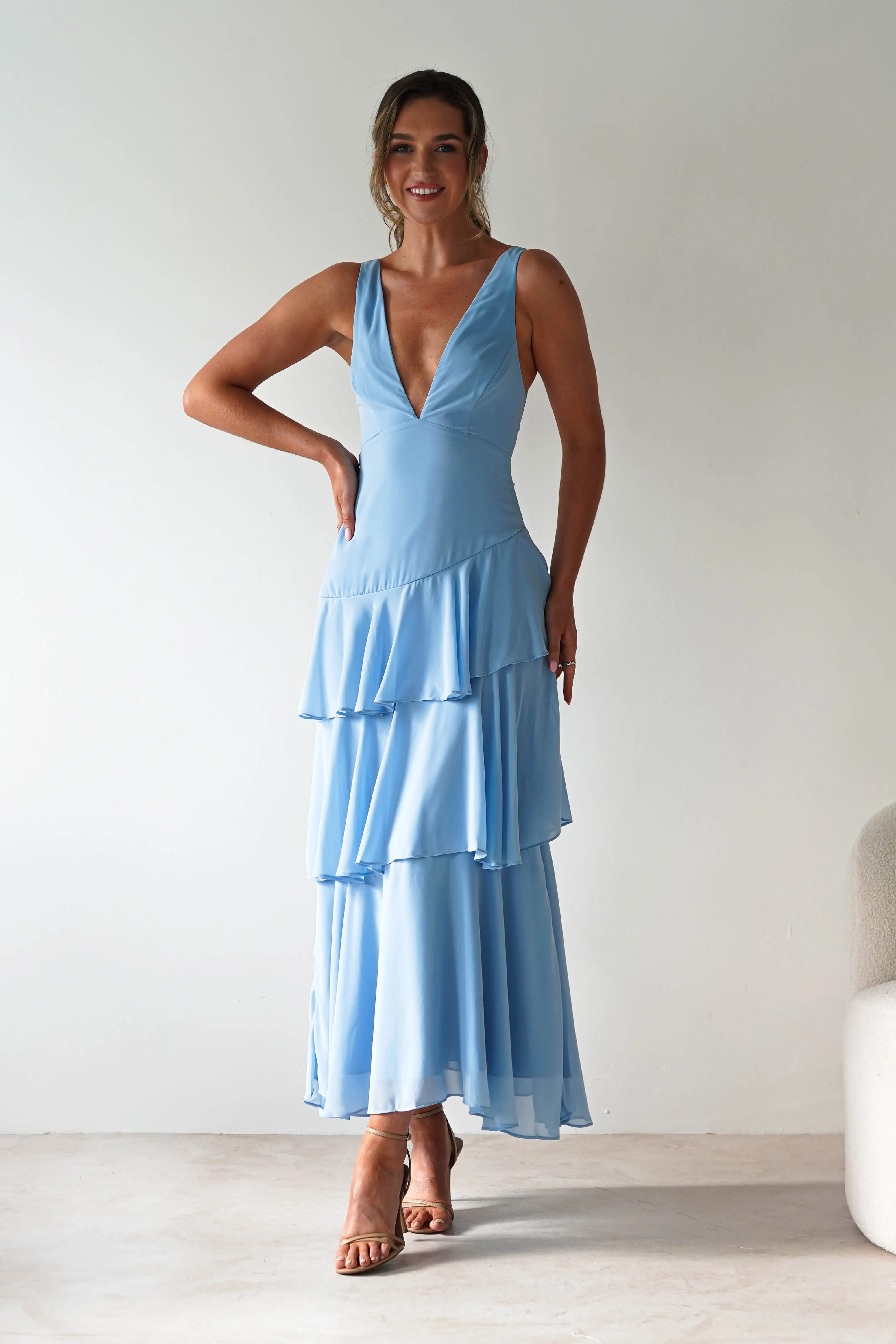 Andalusia Ruffle Maxi Dress | Blue