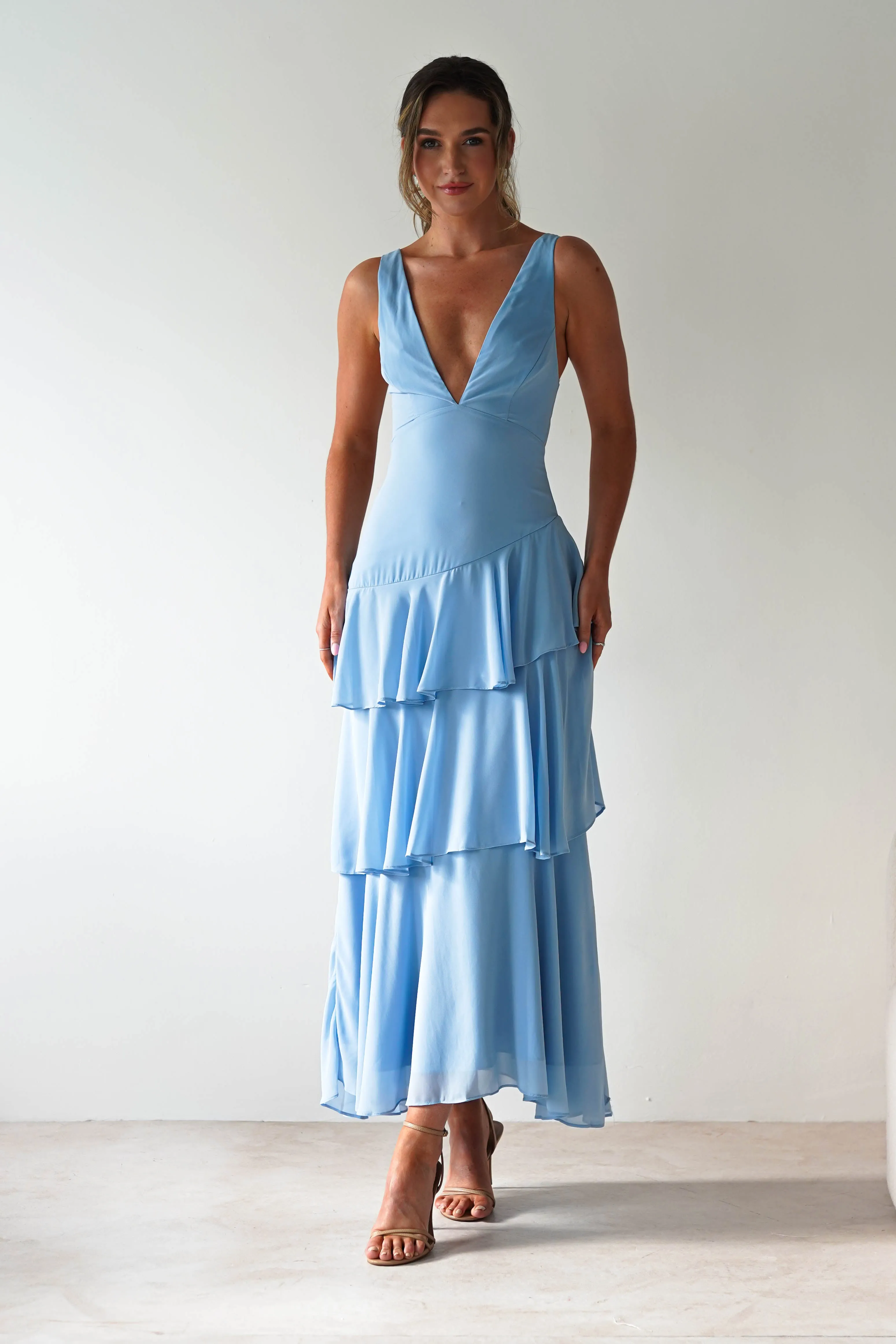 Andalusia Ruffle Maxi Dress | Blue