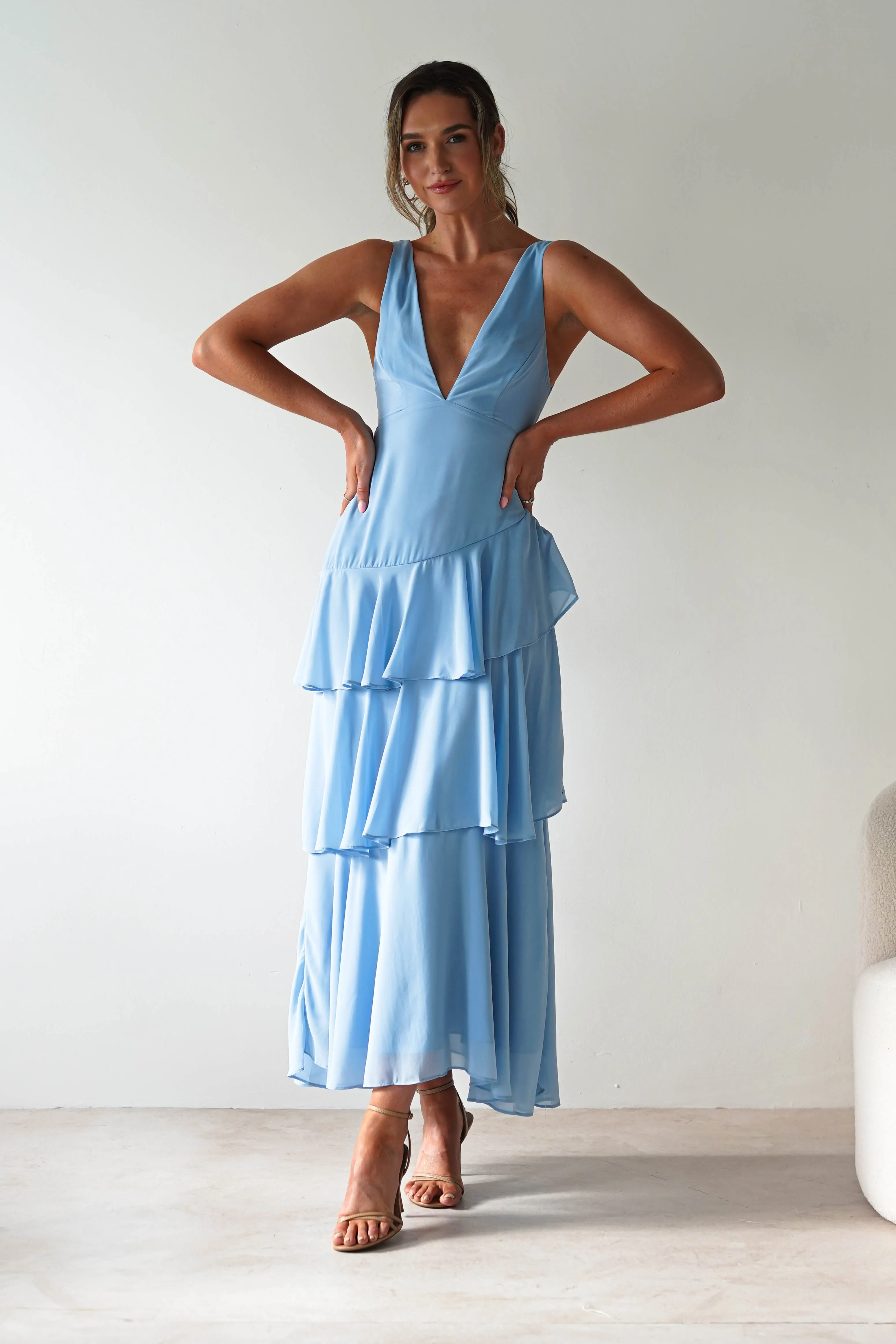 Andalusia Ruffle Maxi Dress | Blue