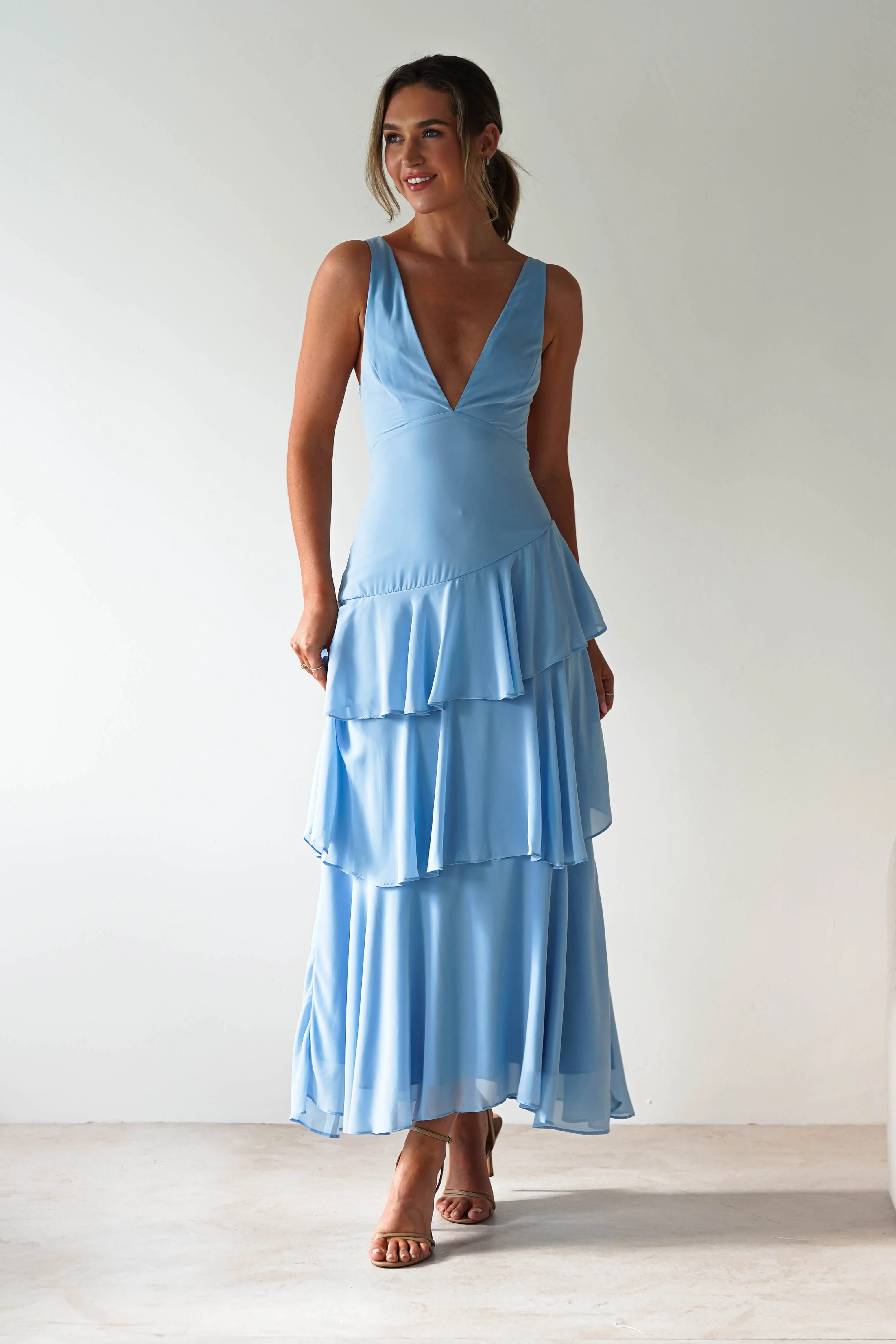 Andalusia Ruffle Maxi Dress | Blue