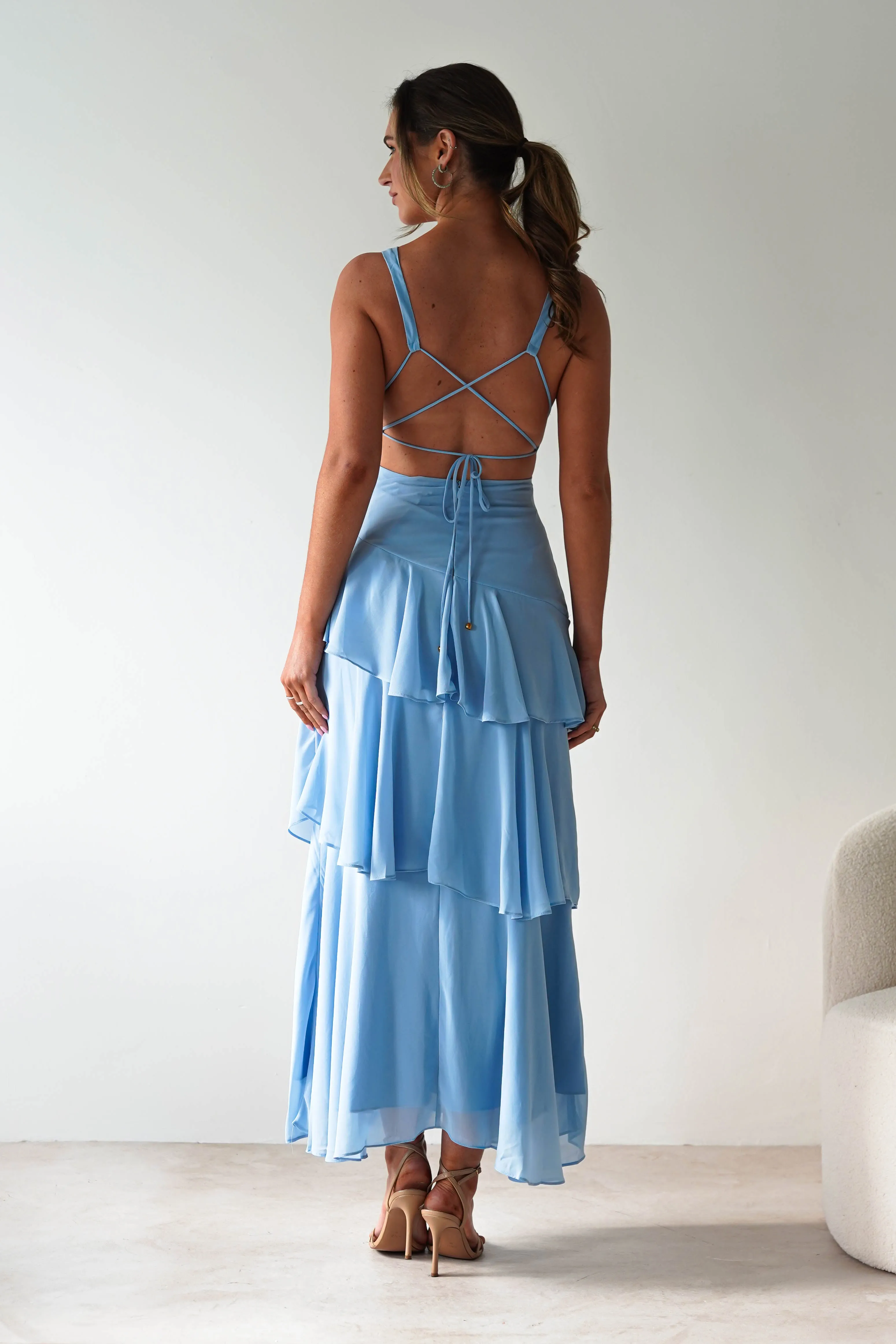 Andalusia Ruffle Maxi Dress | Blue