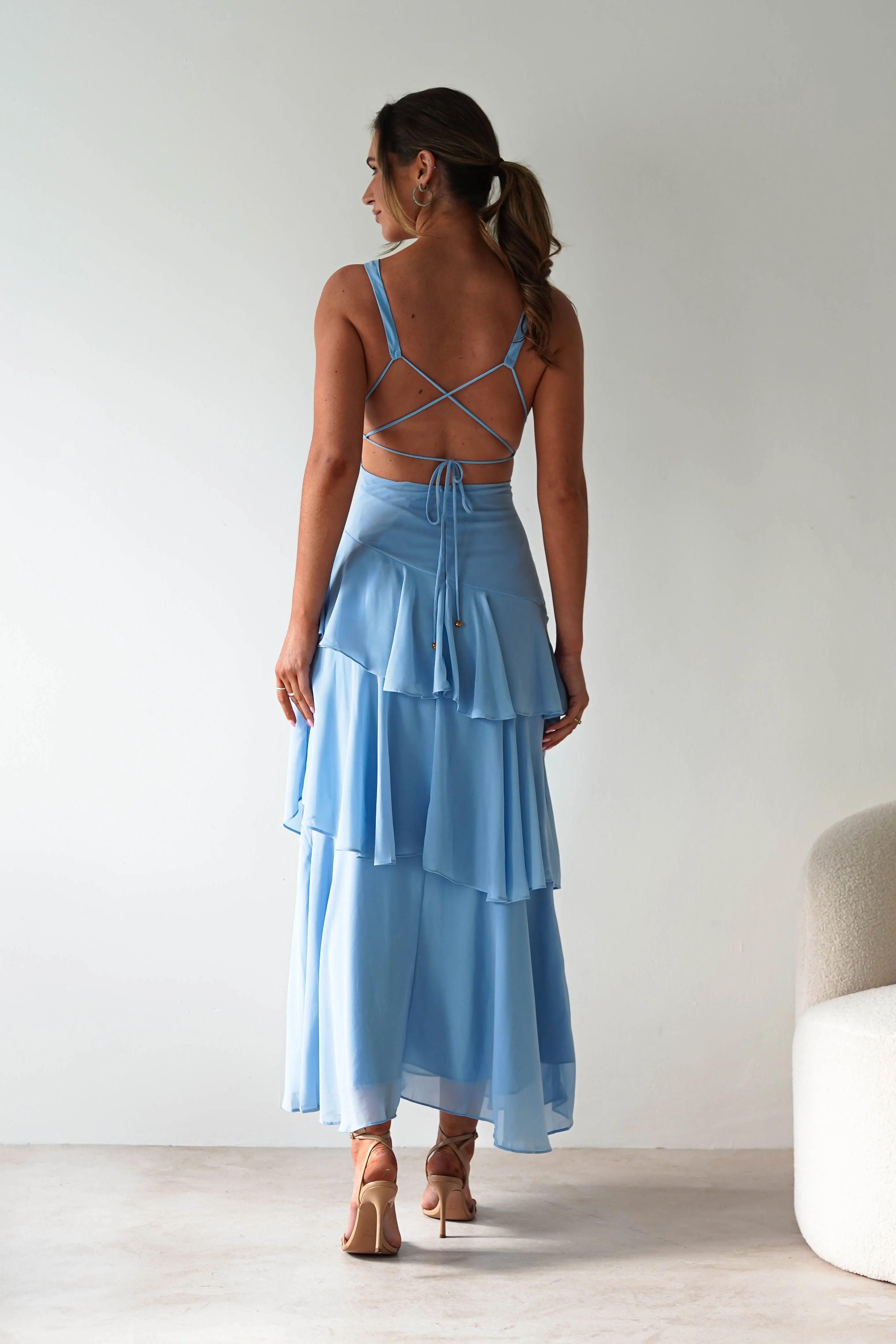 Andalusia Ruffle Maxi Dress | Blue