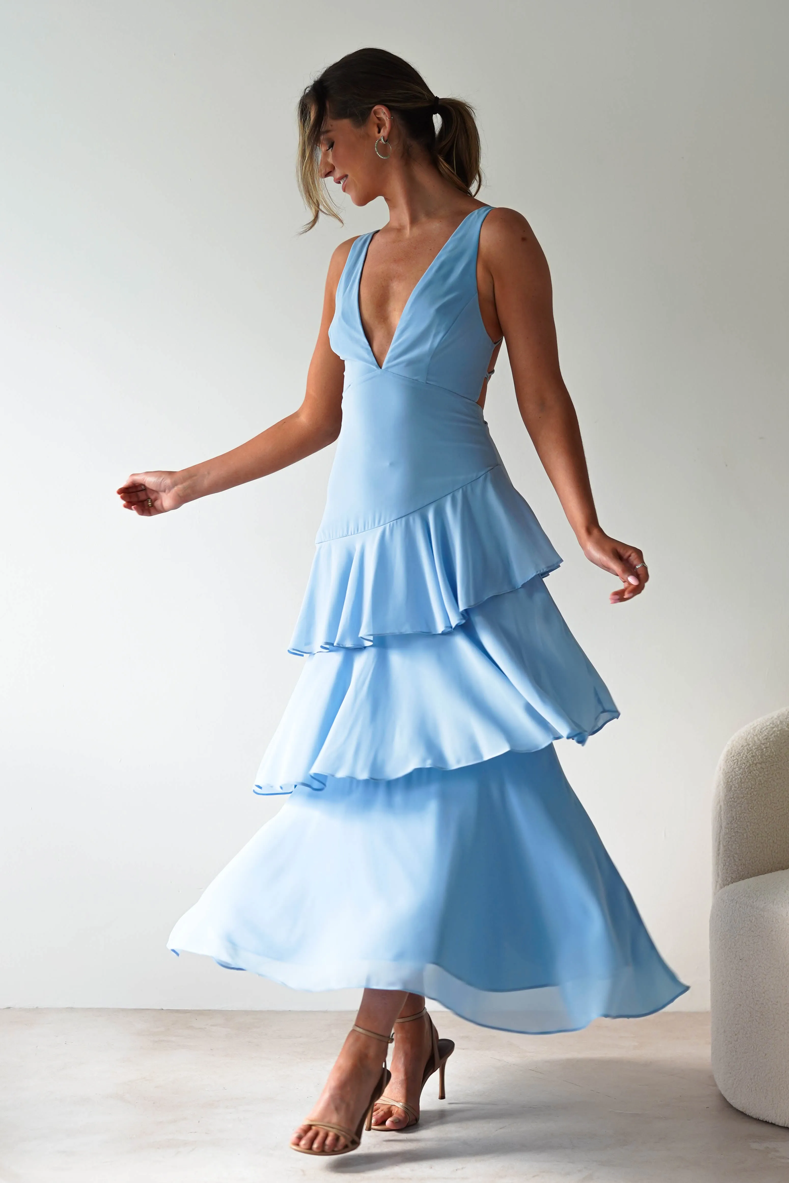 Andalusia Ruffle Maxi Dress | Blue