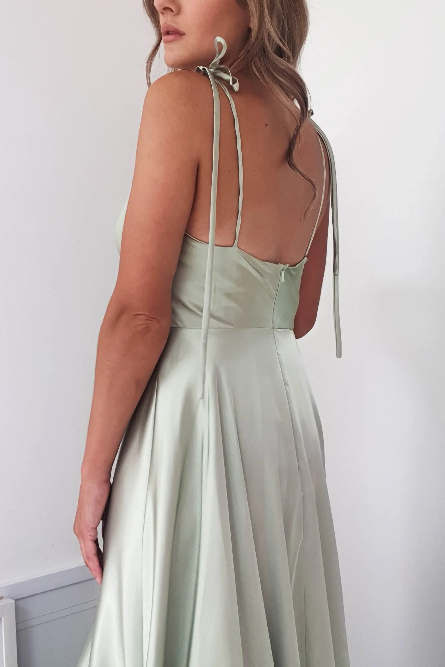 Anna Cowl Neckline Gown | Sage