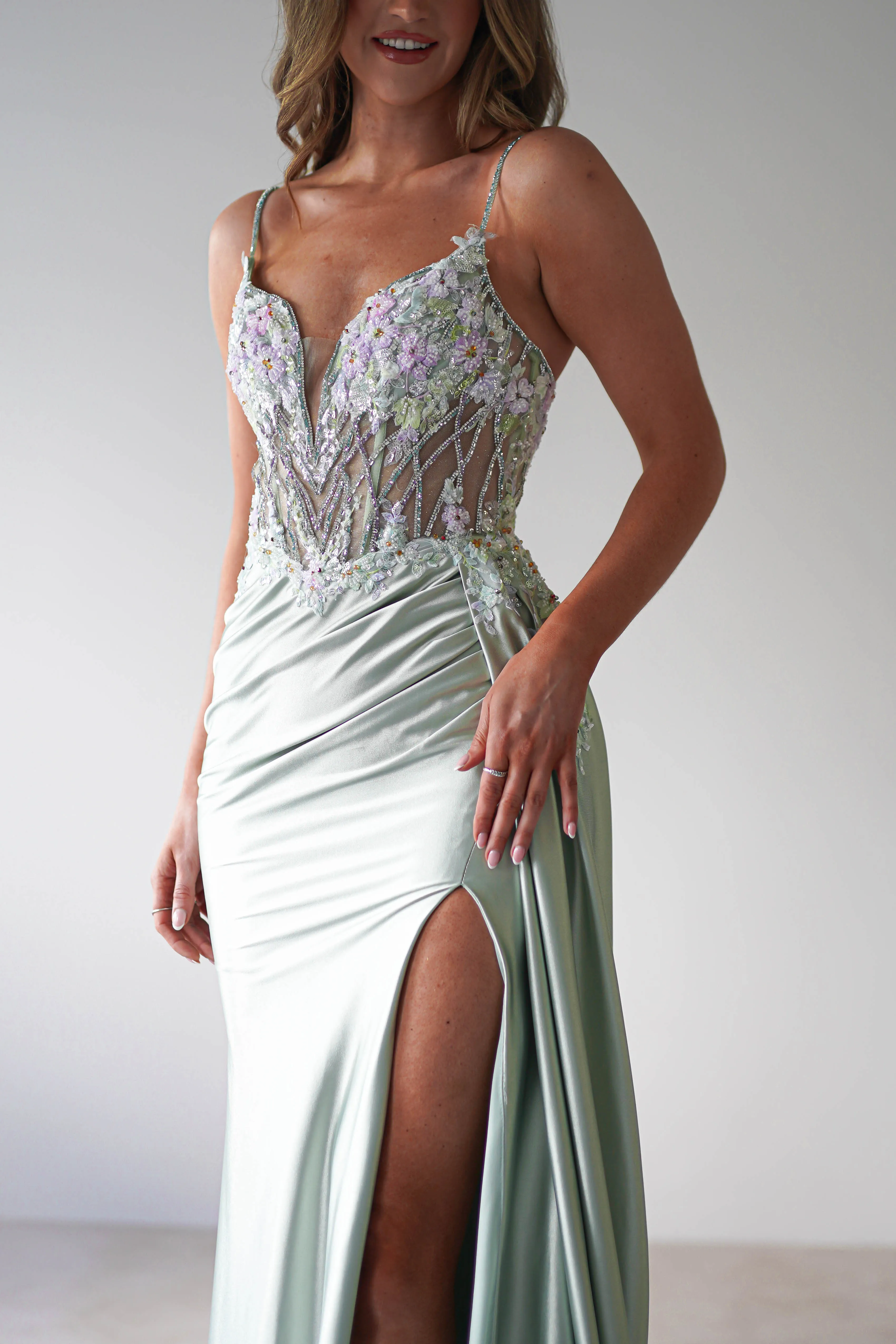 Annabel Embellished Bodycon Gown | Sage