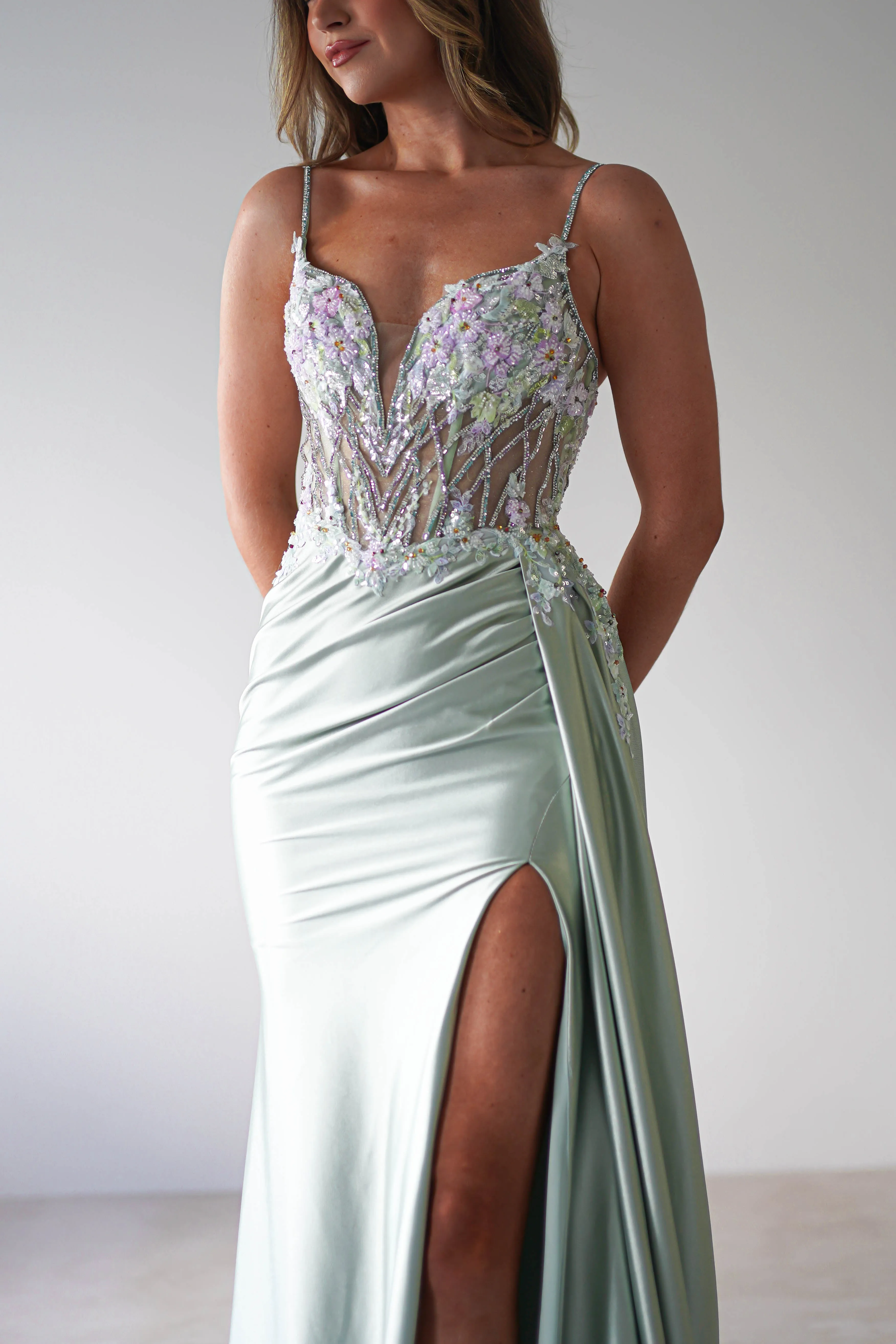 Annabel Embellished Bodycon Gown | Sage