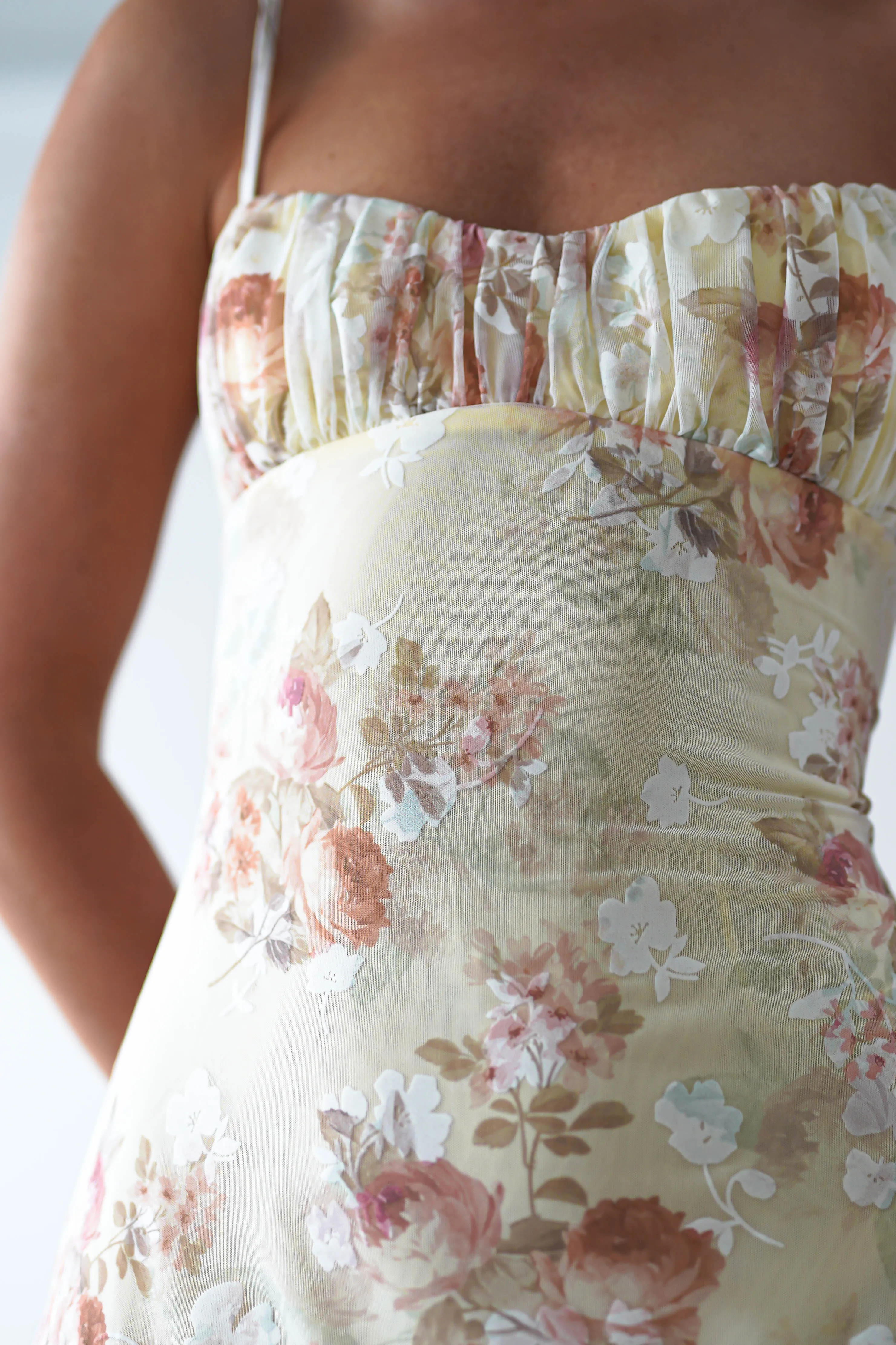 Annabelle Floral Print Midaxi Dress | Yellow