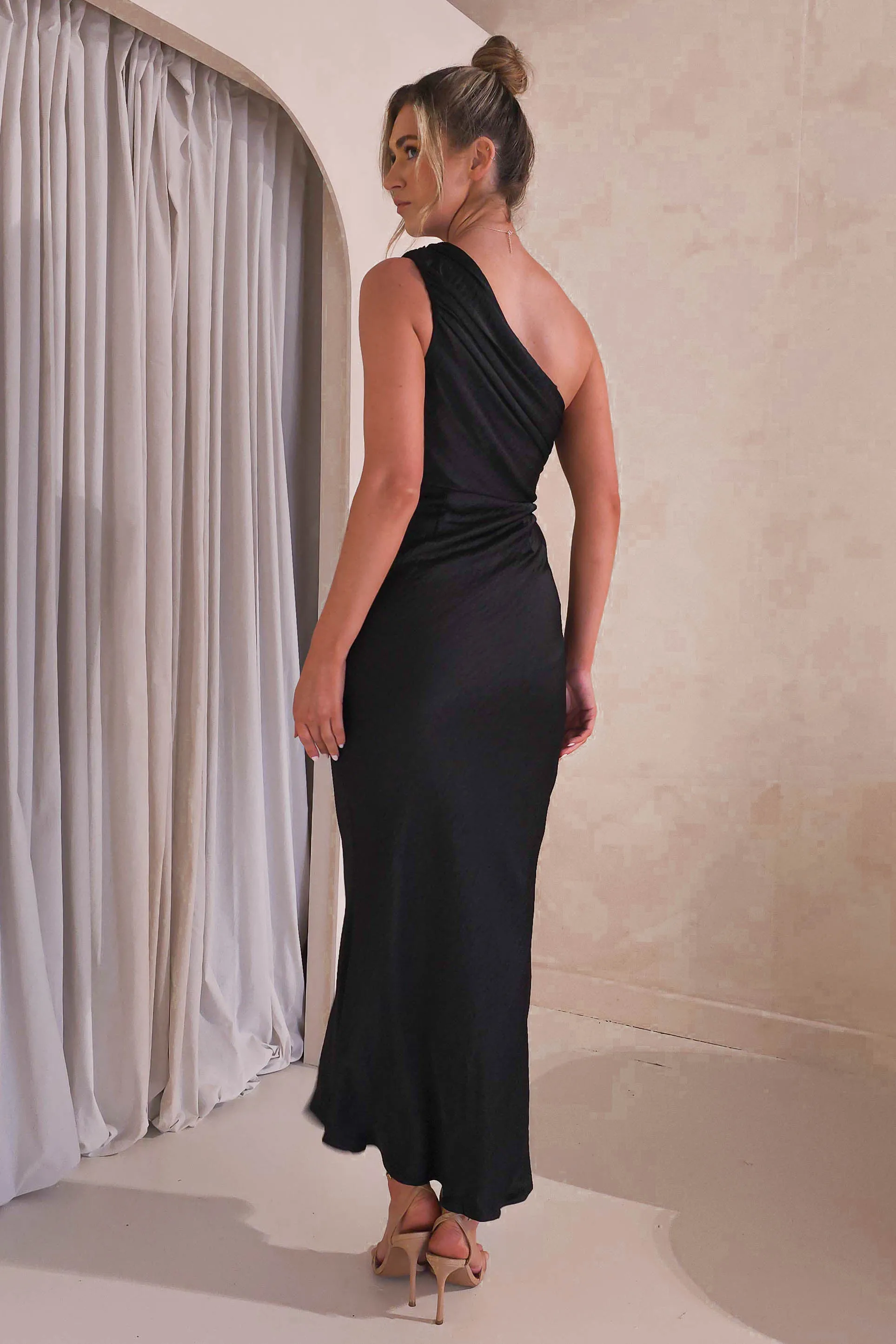 Ansel One Shoulder Maxi Dress  dress,evening dress,graduation dress,party dress,birthday dress,beautiful dress,dress,summer dress,beautiful dressBlack