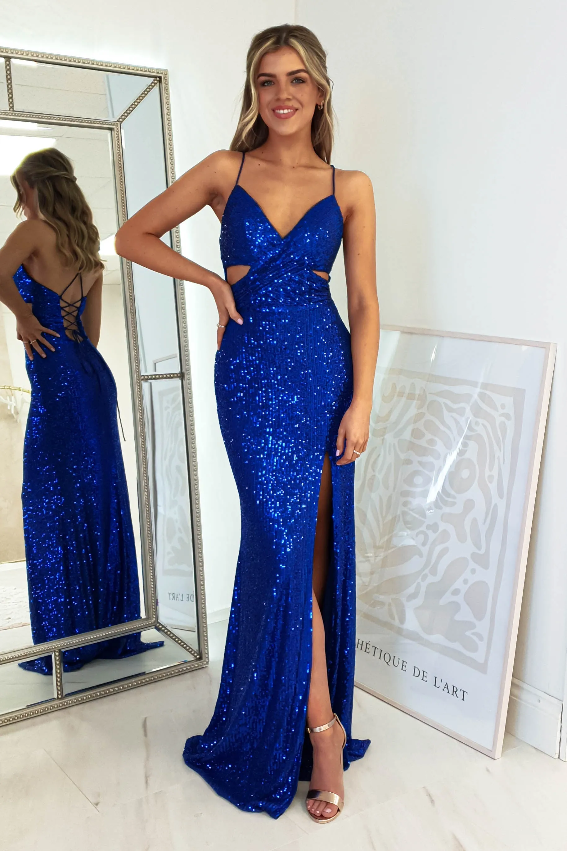 Apollo Bodycon Sequin Gown | Royal Blue