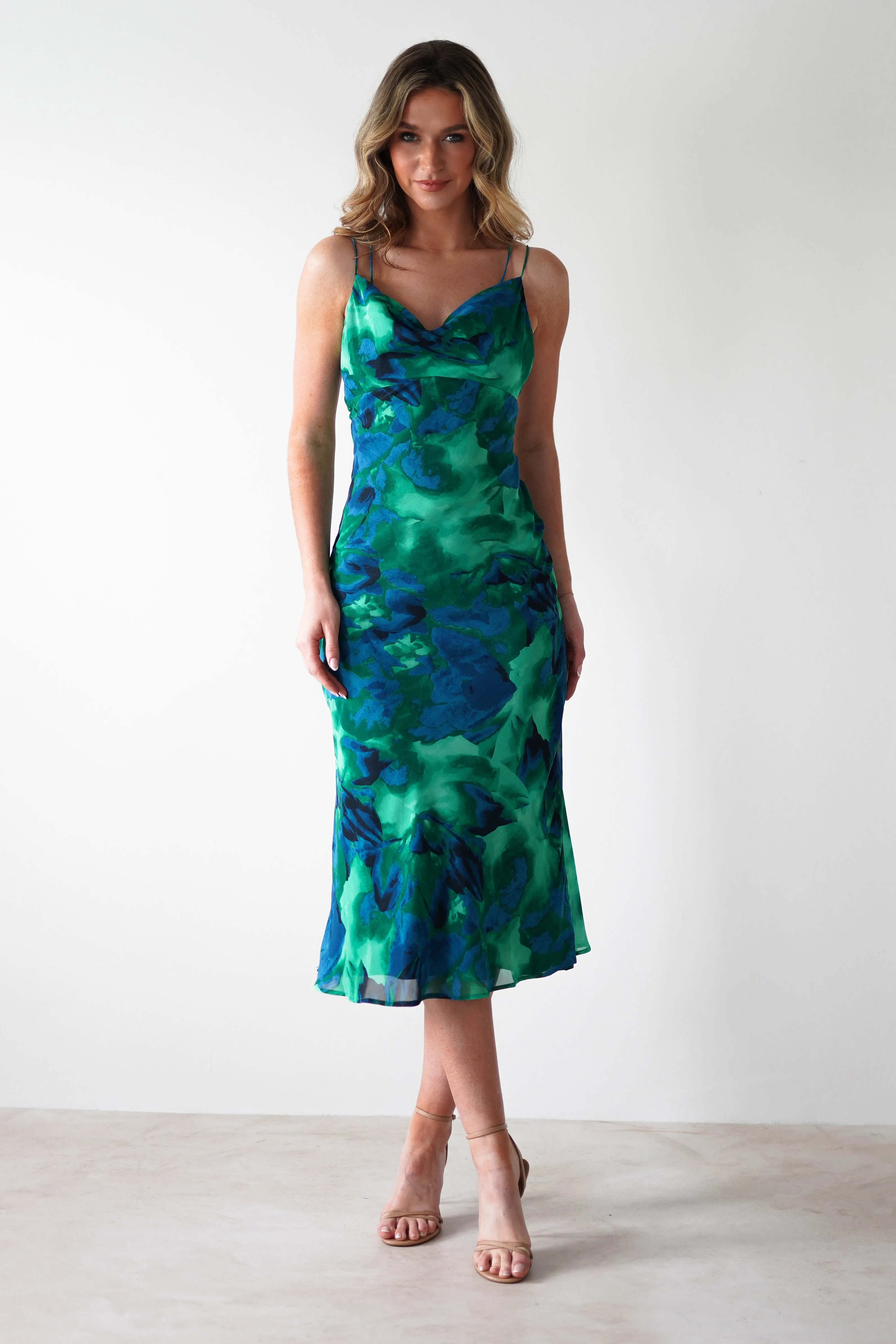 Bali Printed Midi Dress | Green Print