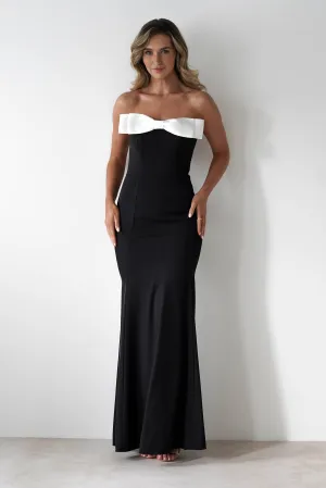 Beckett Strapless Bow Maxi Dress  dress,evening dress,graduation dress,party dress,birthday dress,beautiful dress,dress,summer dress,beautiful dressBlack/White
