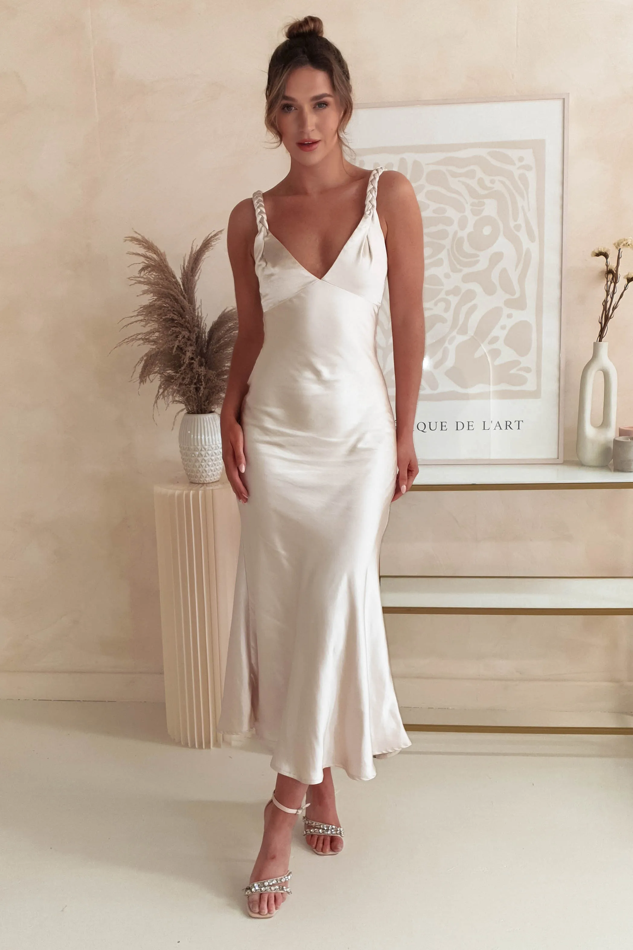Bethanie Soft Satin Maxi Dress | Champagne