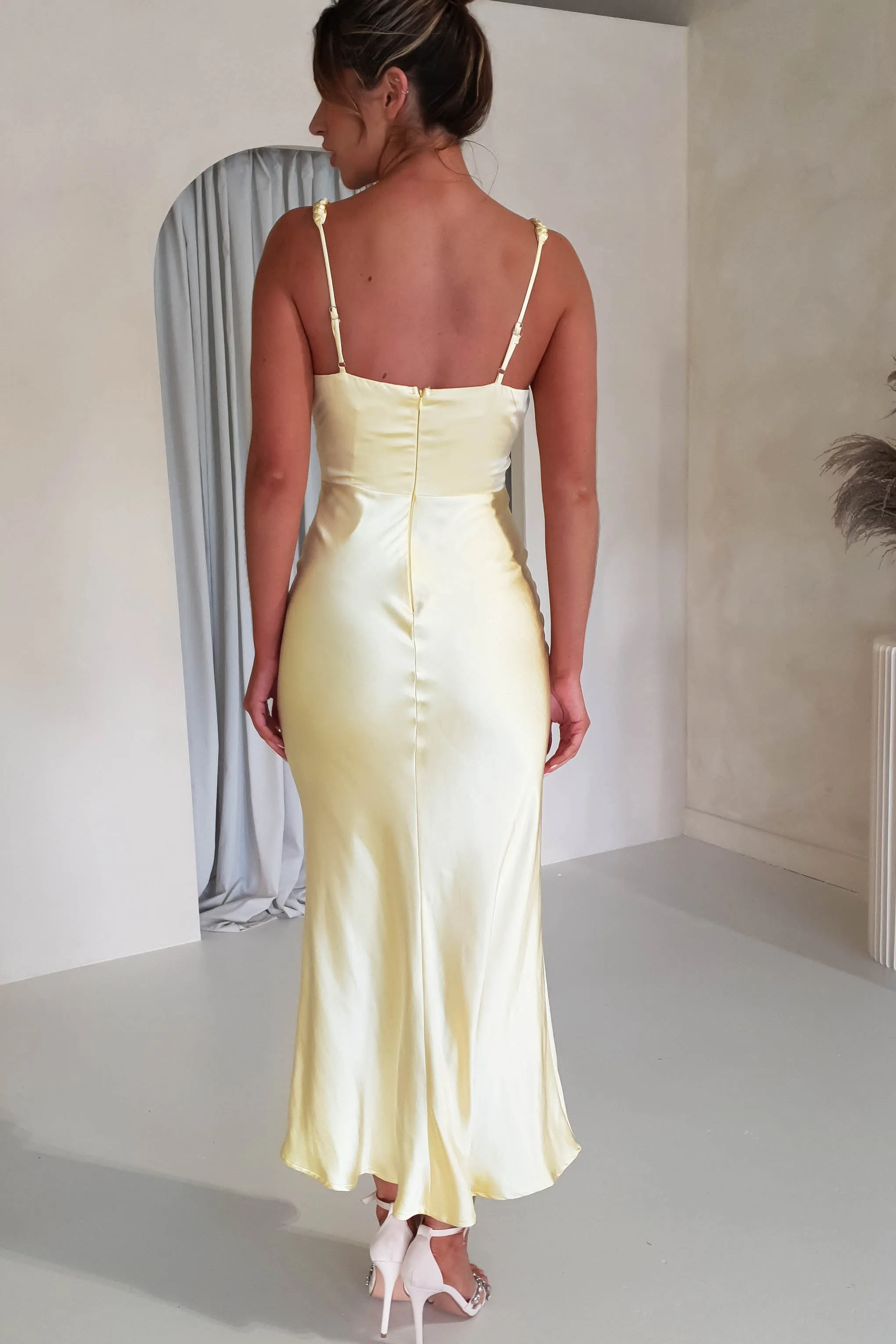 Bethanie Soft Satin Maxi Dress | Yellow