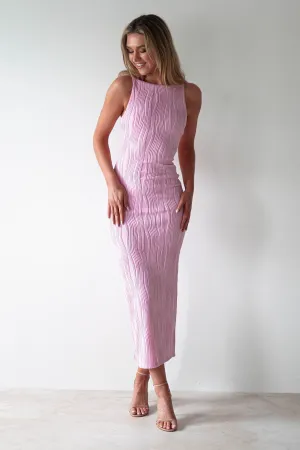 Brighton Textured Bodycon Midaxi Dress | Pink