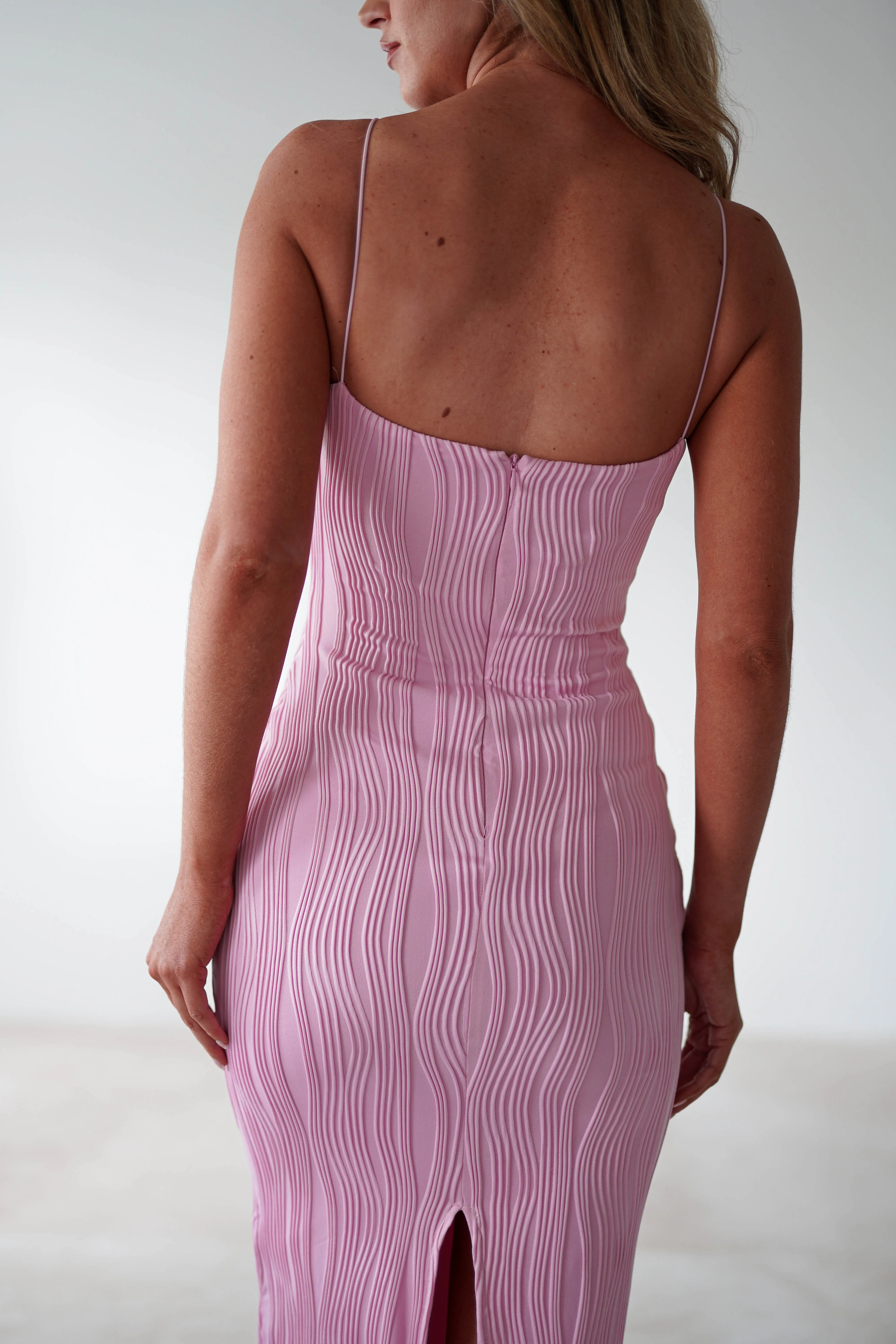 Brighton Textured Bodycon Midaxi Dress | Pink