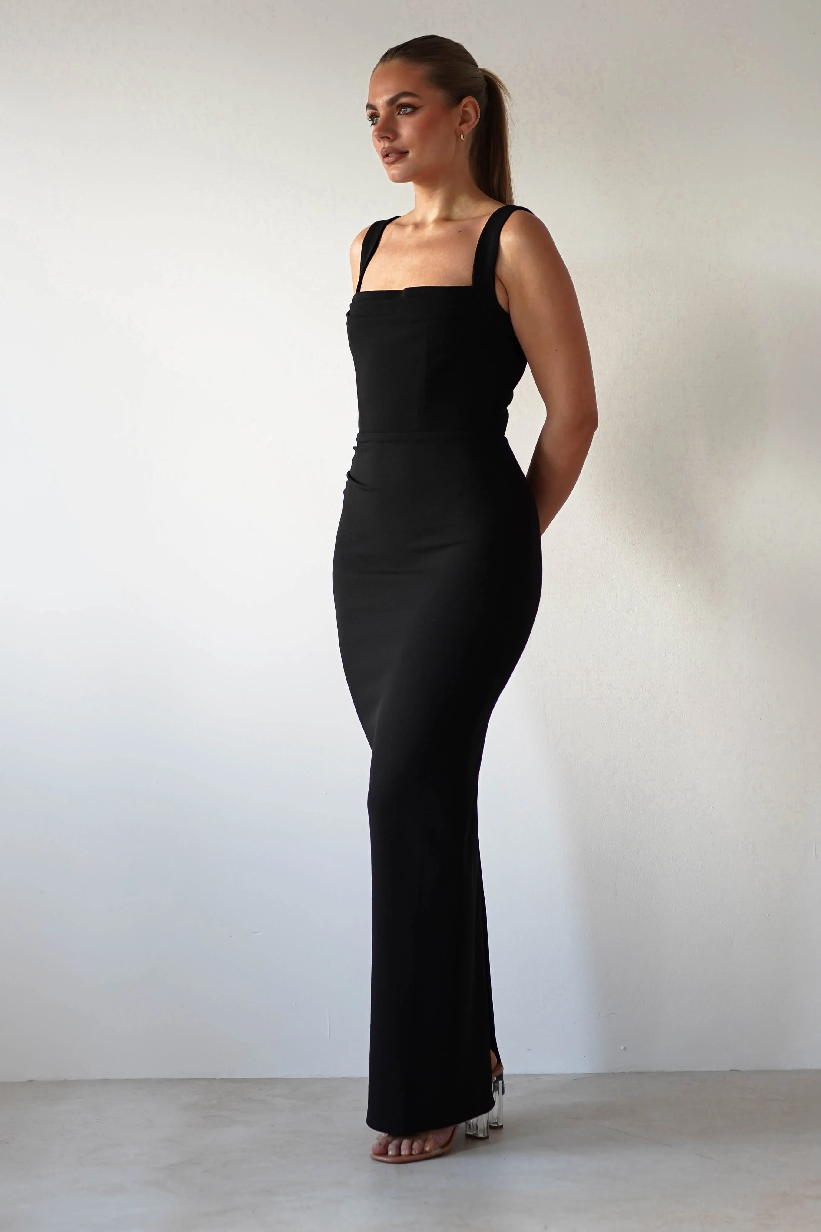 Brooke Square Neck Maxi Dress | Black