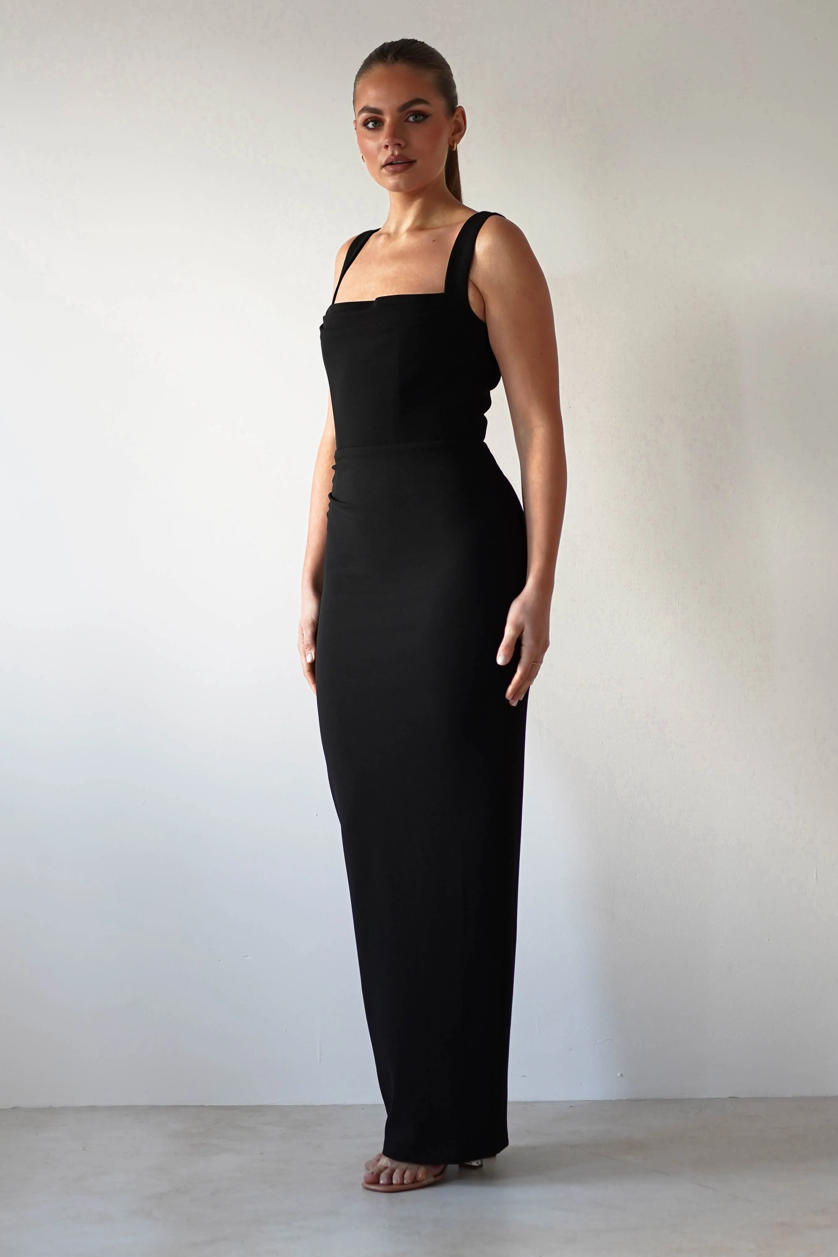 Brooke Square Neck Maxi Dress | Black