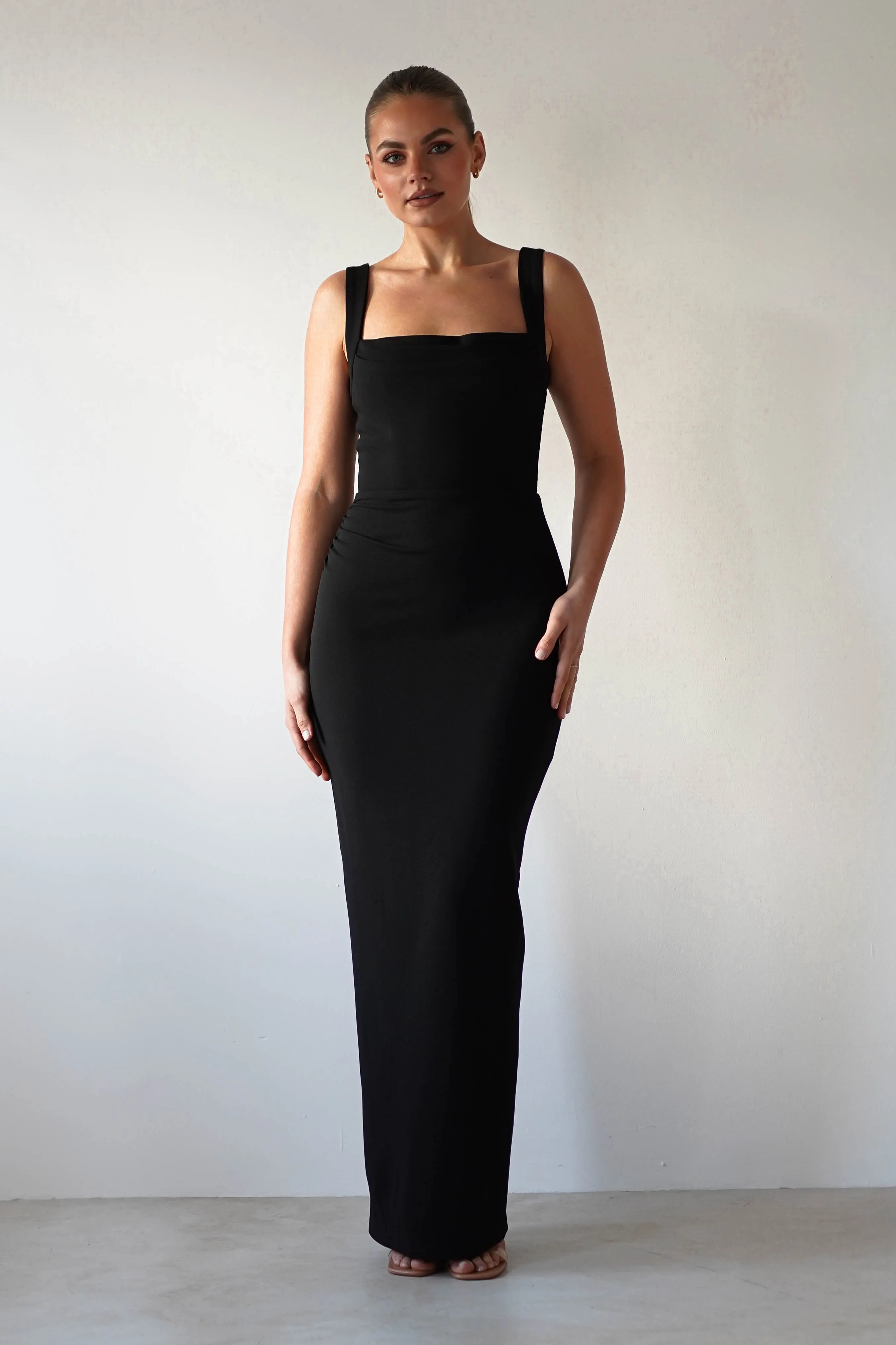 Brooke Square Neck Maxi Dress | Black