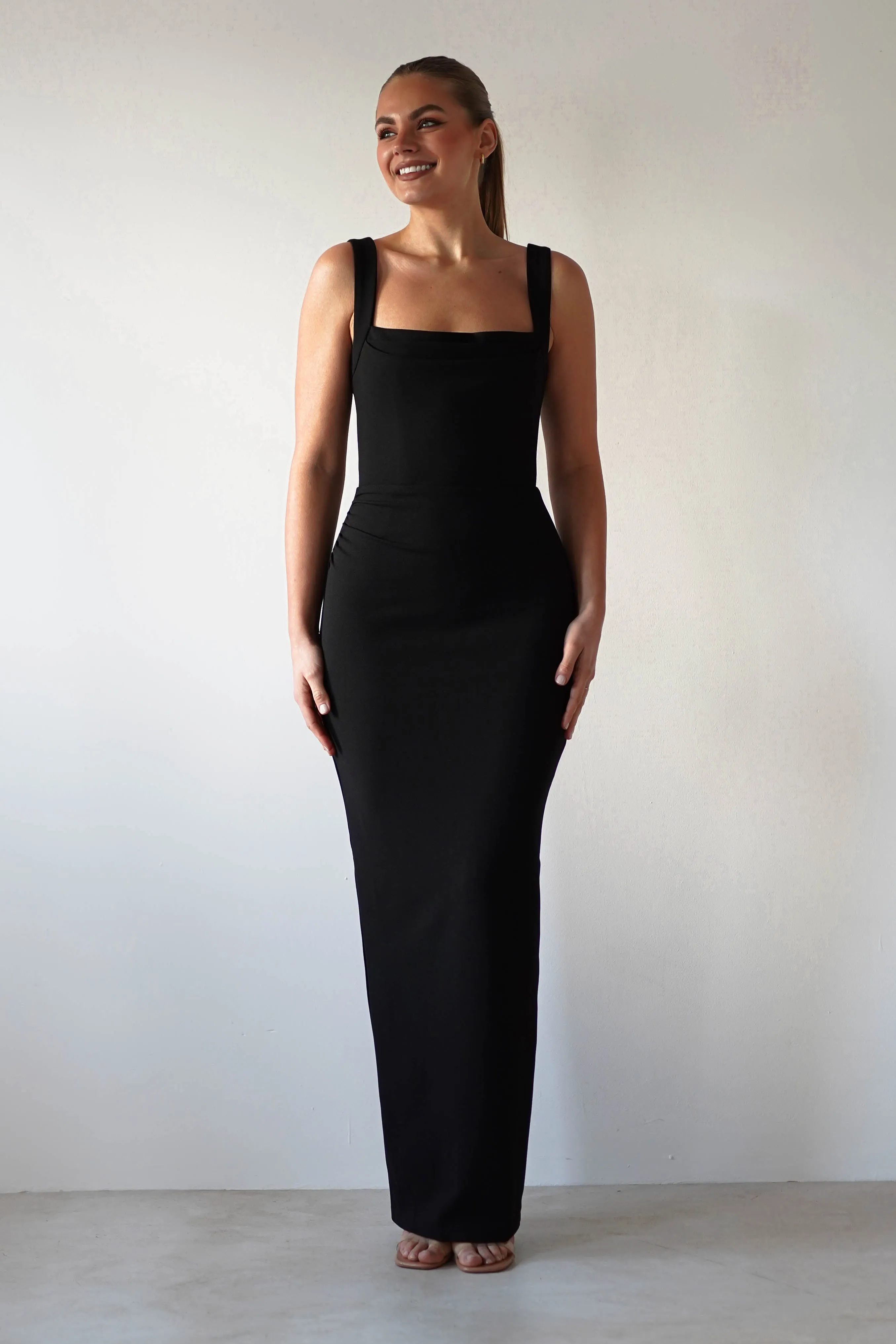 Brooke Square Neck Maxi Dress | Black