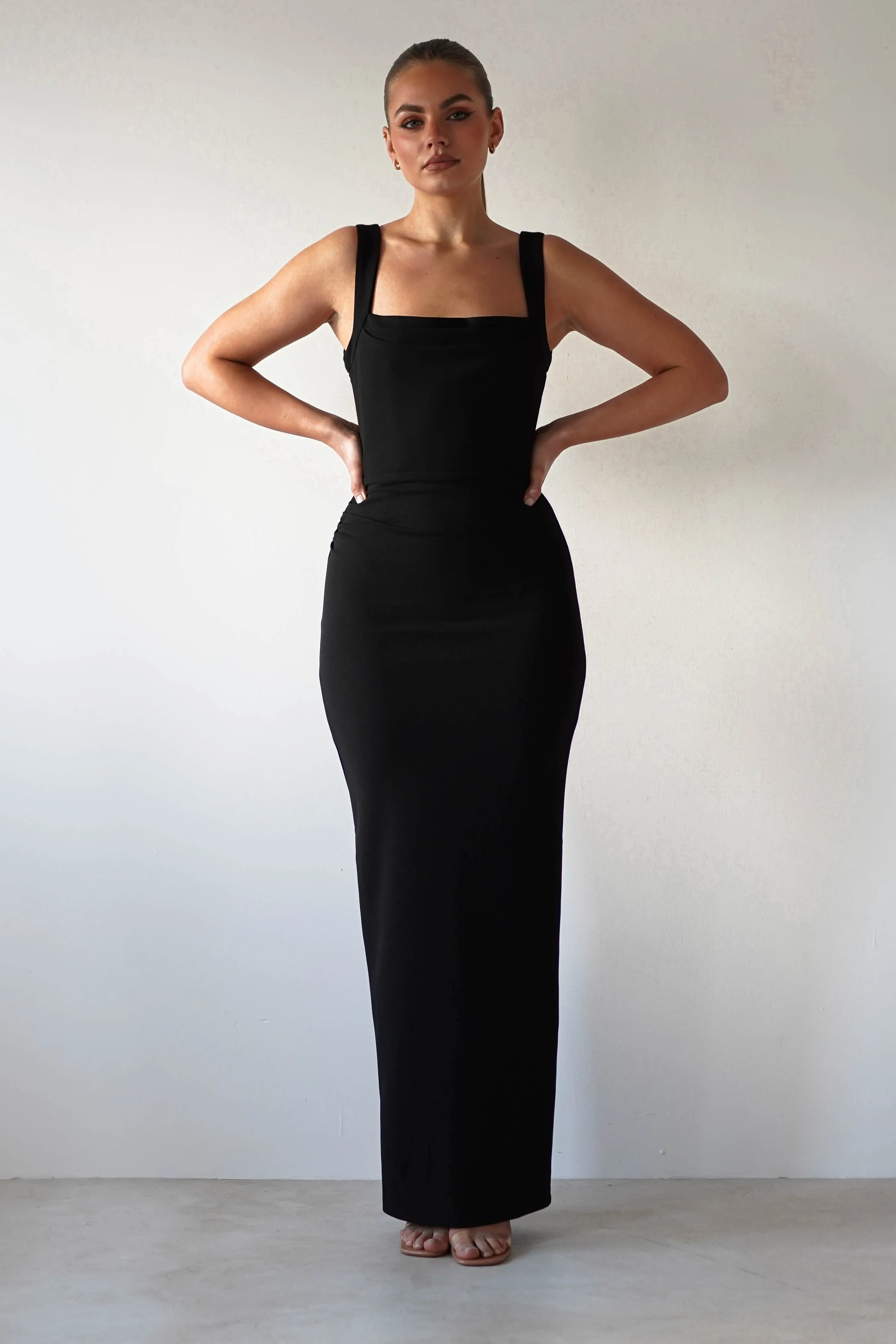 Brooke Square Neck Maxi Dress | Black