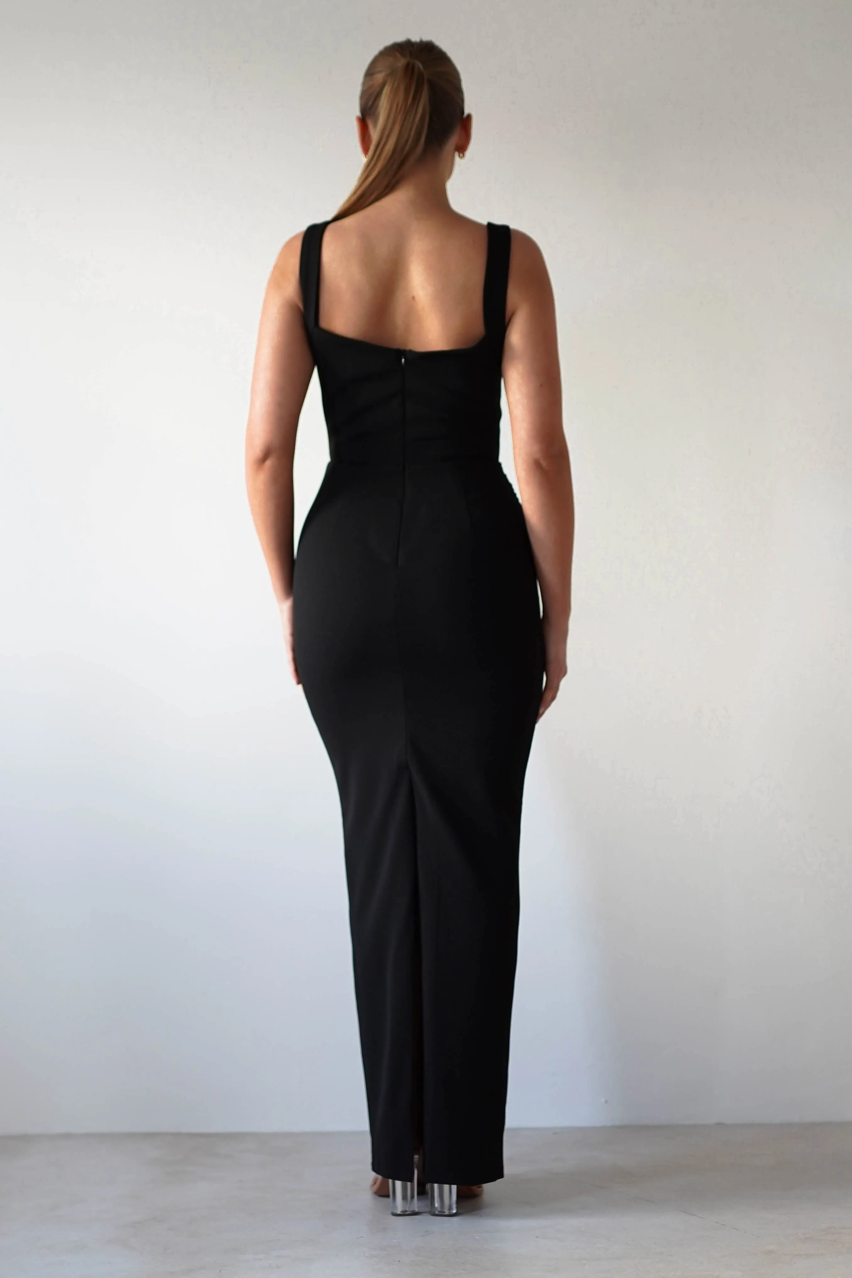 Brooke Square Neck Maxi Dress | Black