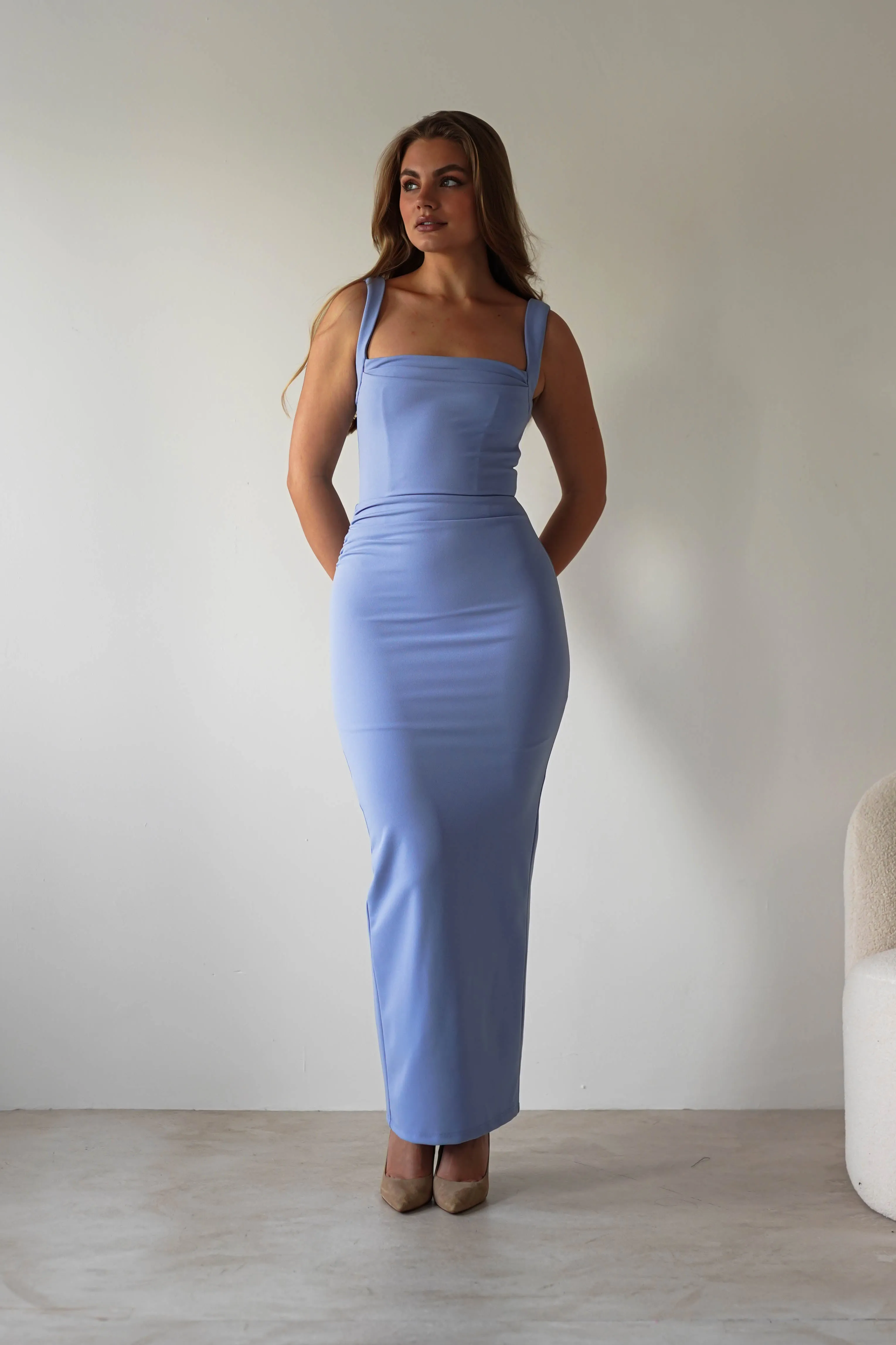 Brooke Square Neck Maxi Dress | Blue