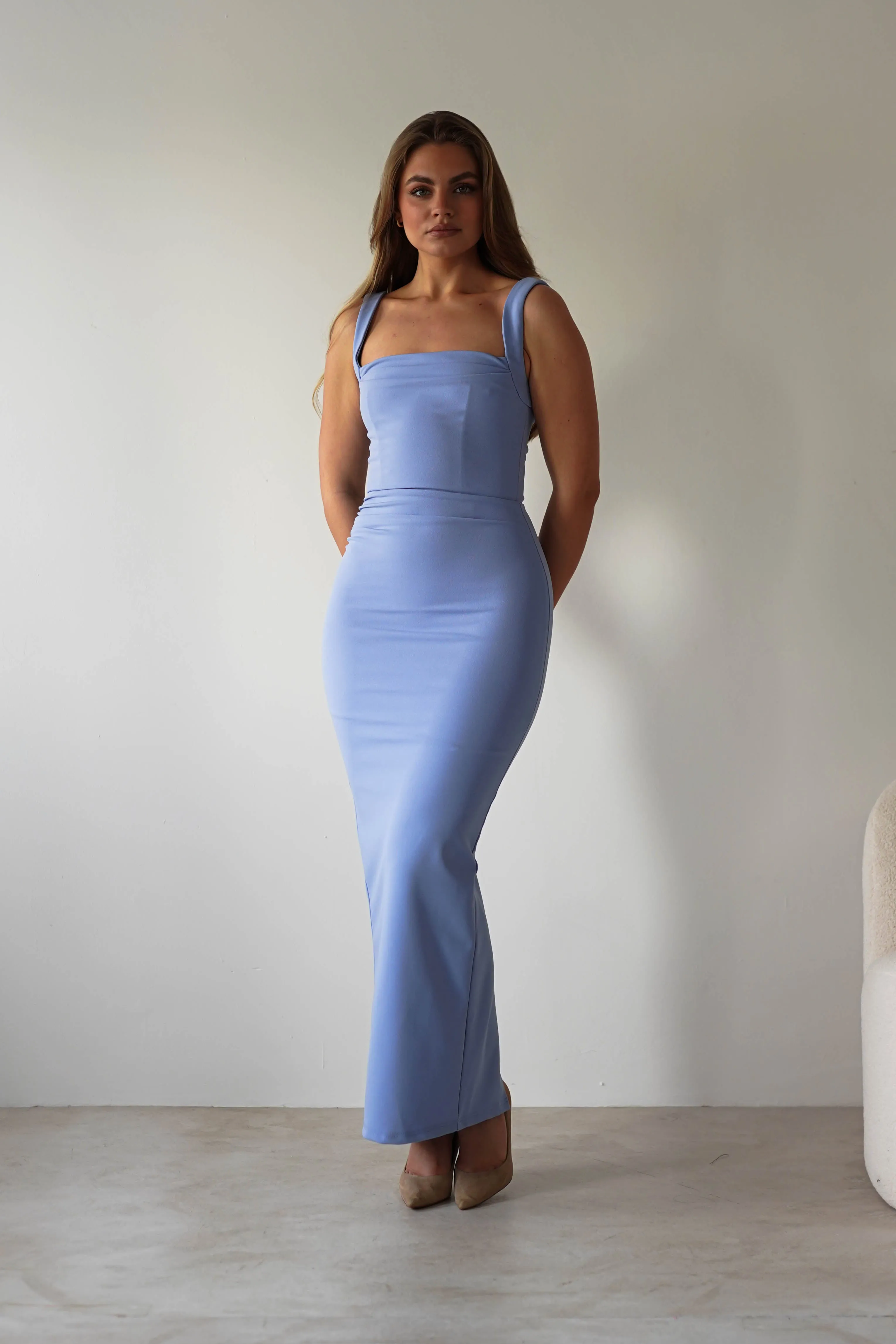 Brooke Square Neck Maxi Dress | Blue