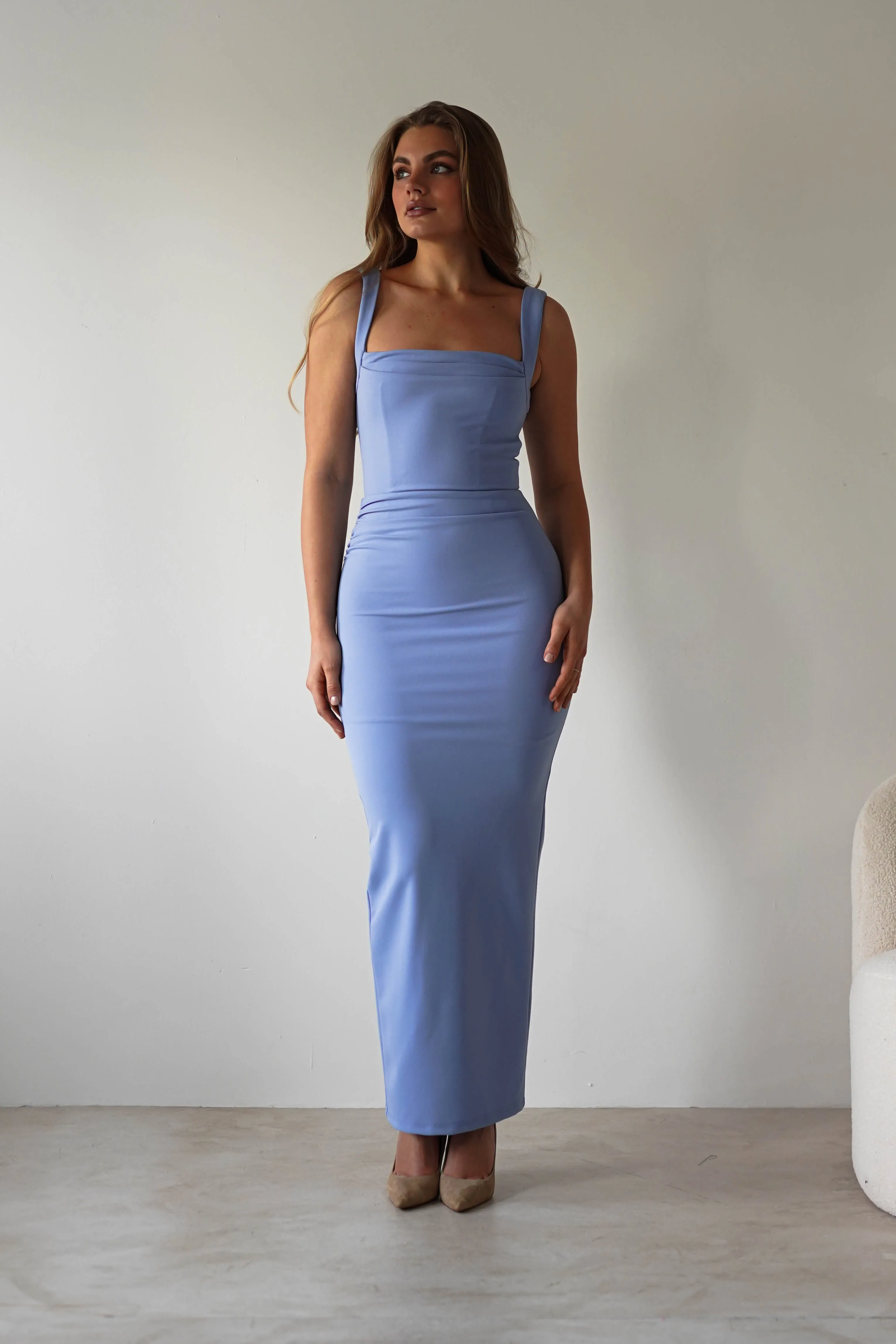 Brooke Square Neck Maxi Dress | Blue