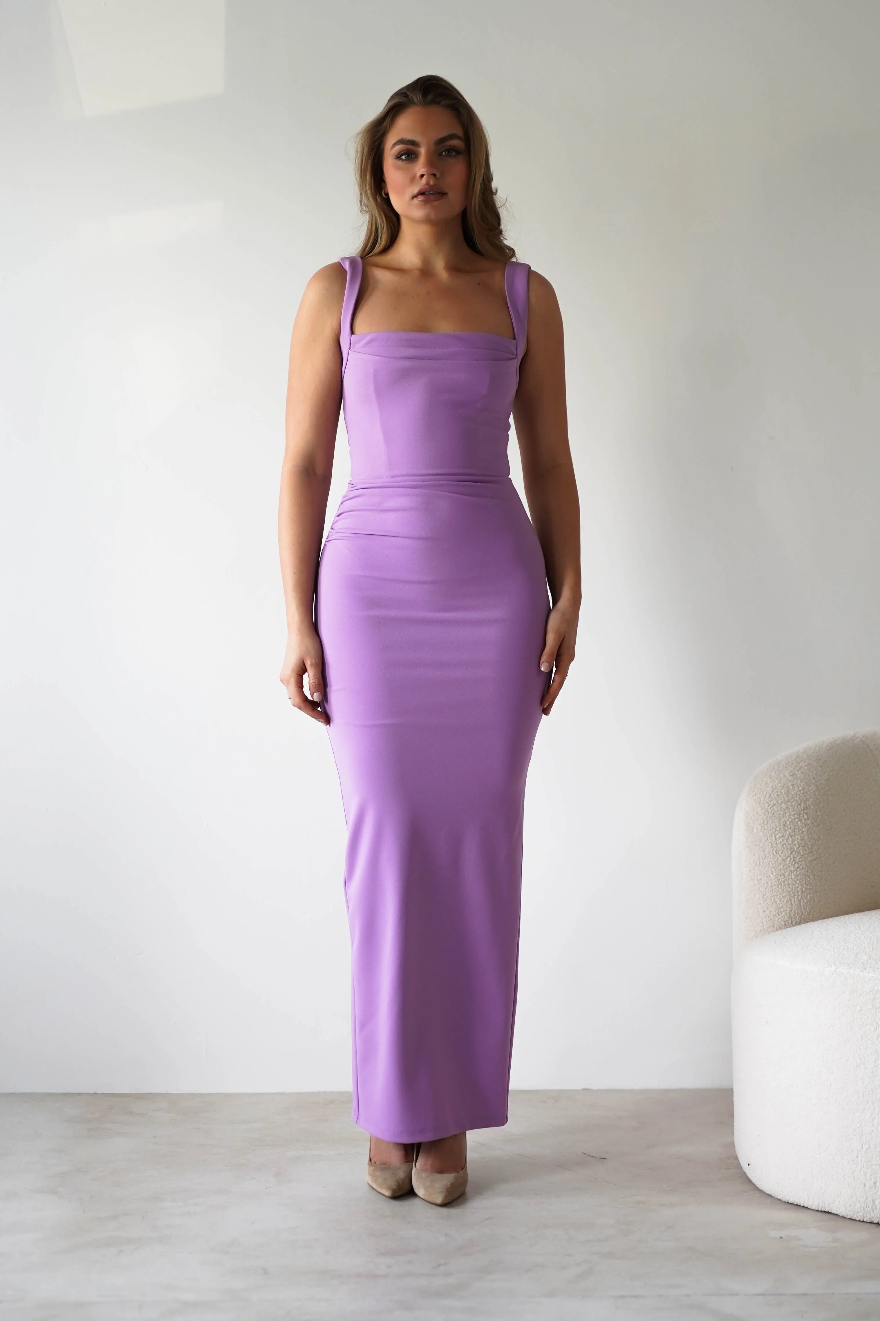 Brooke Square Neck Maxi Dress | Lilac