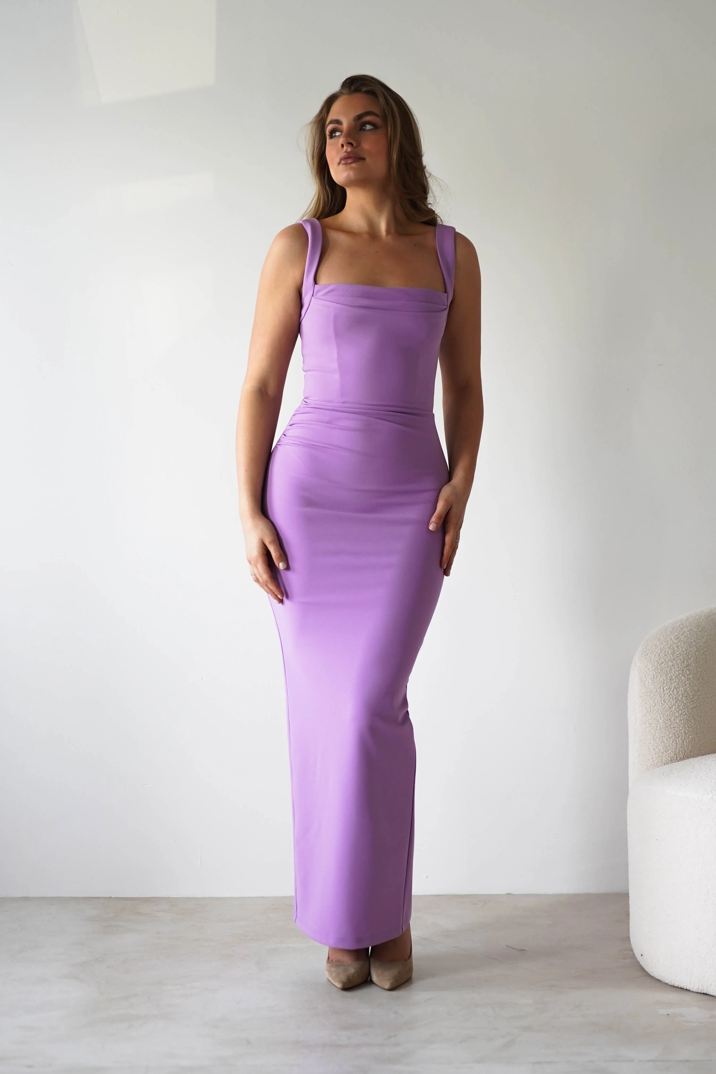 Brooke Square Neck Maxi Dress | Lilac