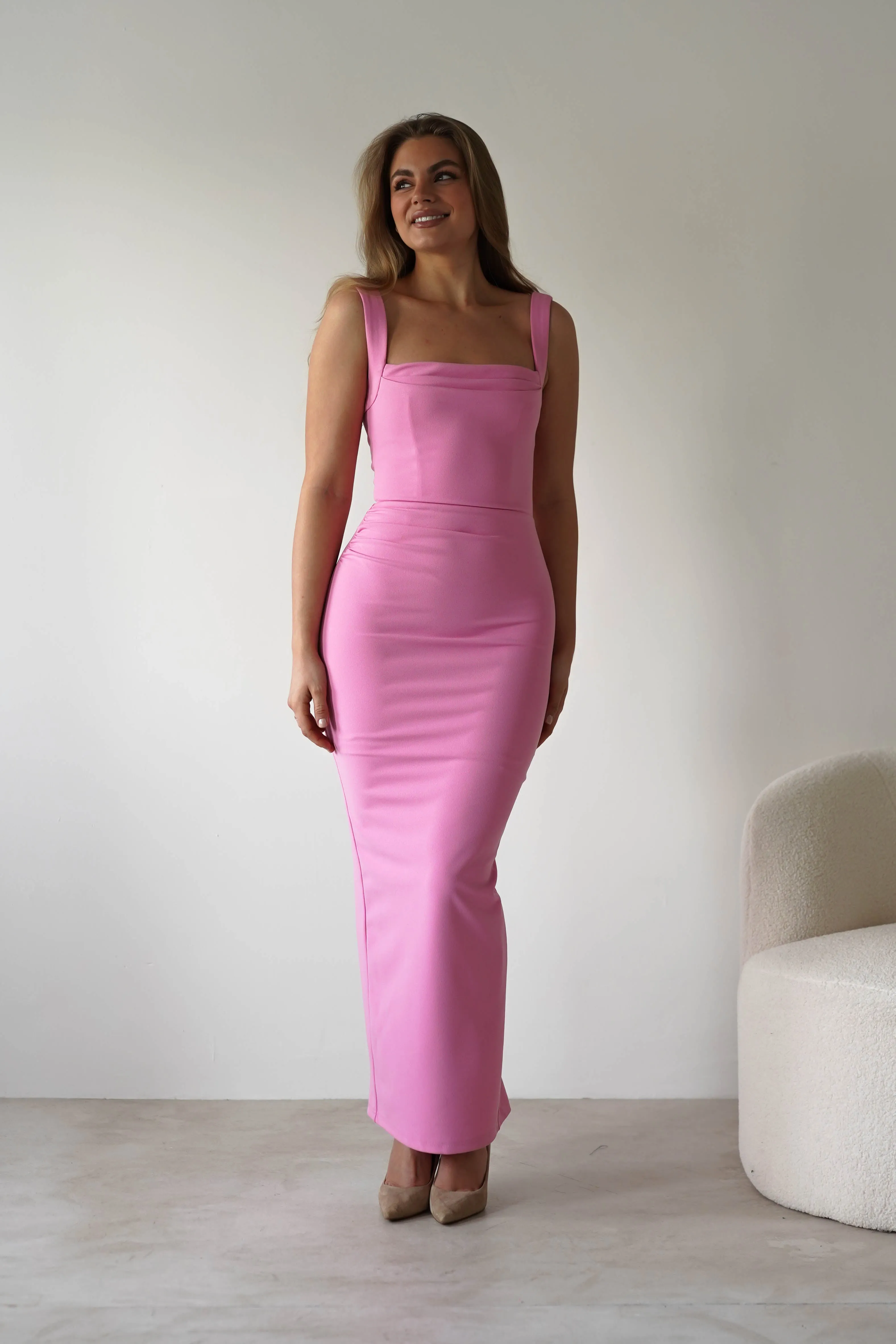 Brooke Square Neck Maxi Dress | Pink