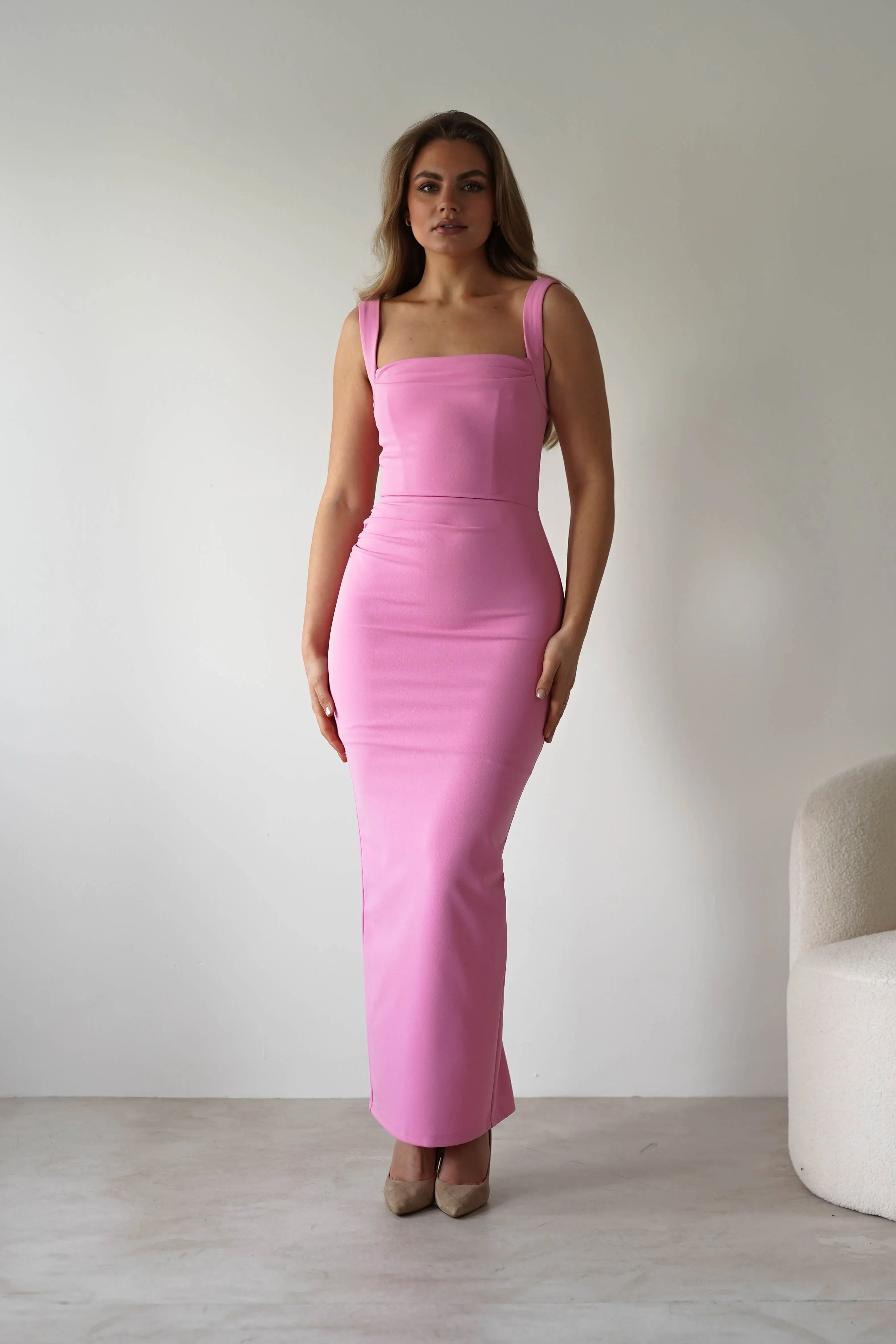 Brooke Square Neck Maxi Dress | Pink