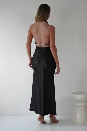 Capriana Pearl Back Maxi Dress | Black